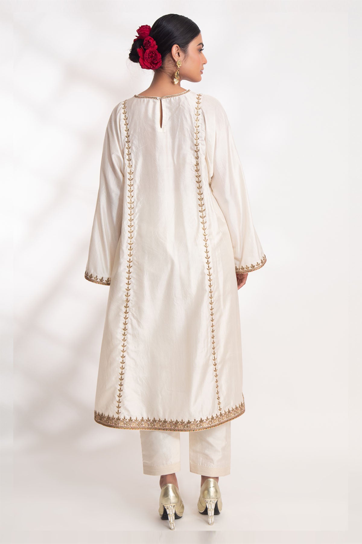 Ivory Zardozi Flared Kurta Set