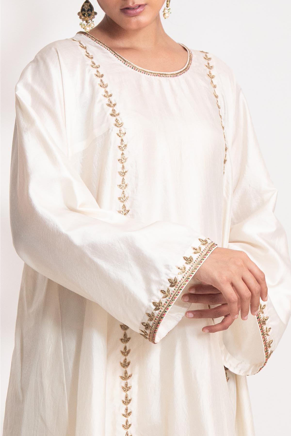 Ivory Zardozi Flared Kurta Set