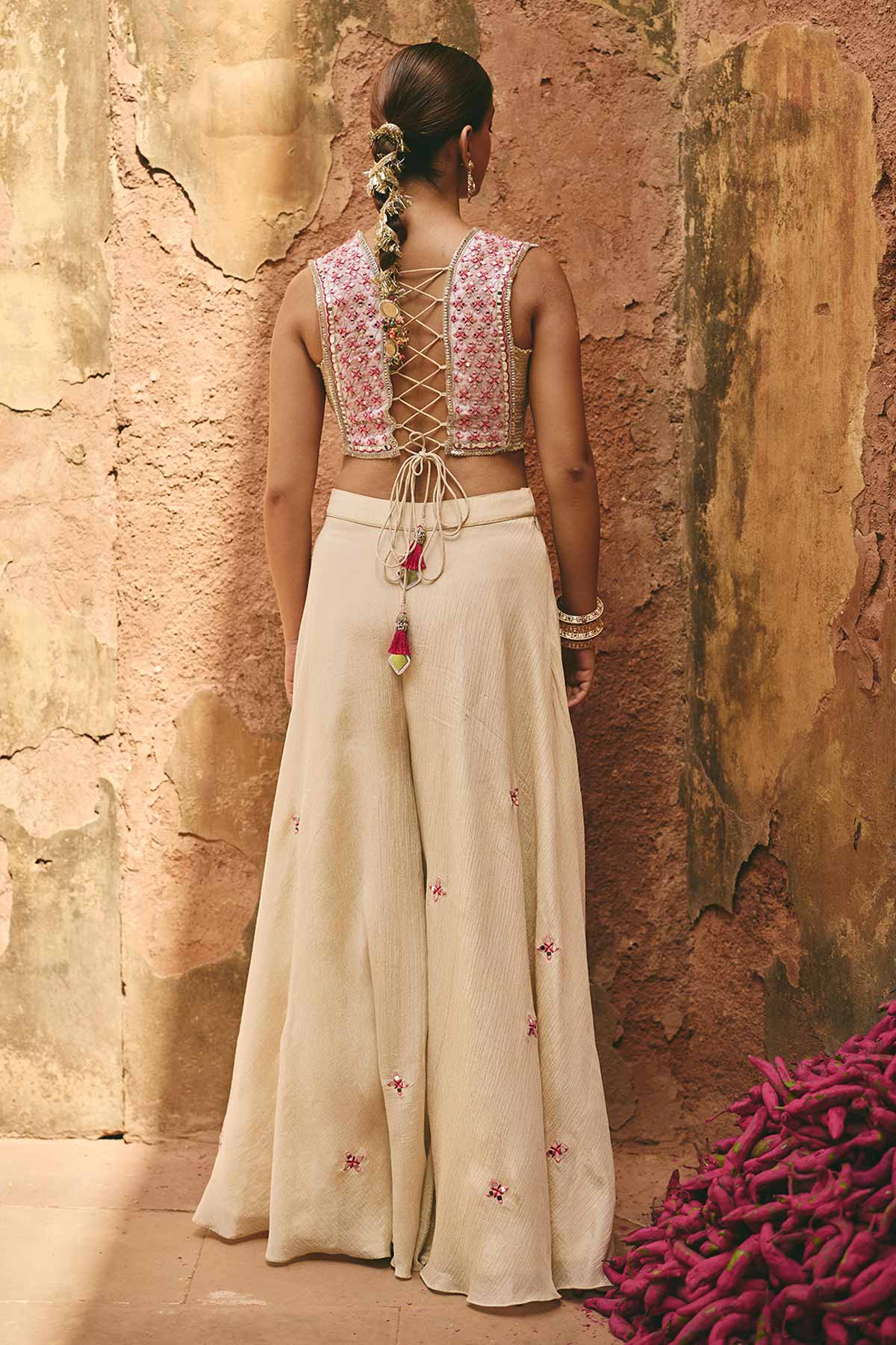 Ivory Zari Sequins Indo-Western