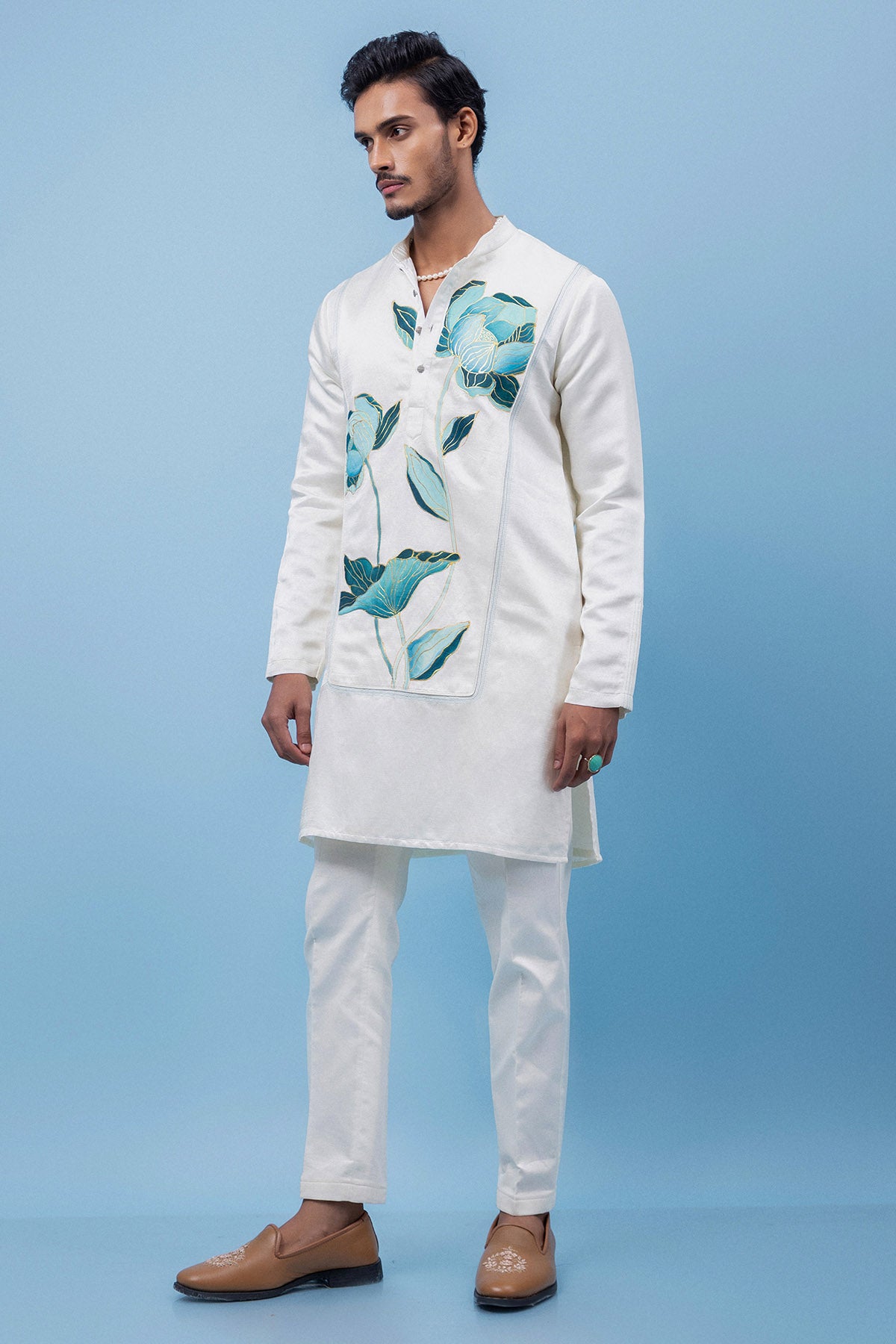 Ivroy Linen Satin Yoke Kurta