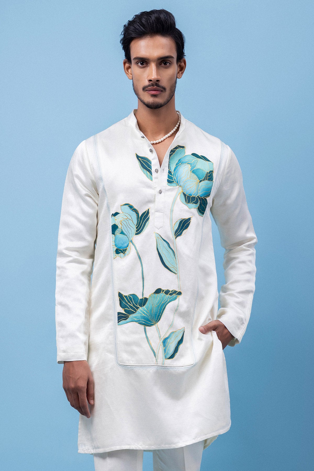 Ivroy Linen Satin Yoke Kurta