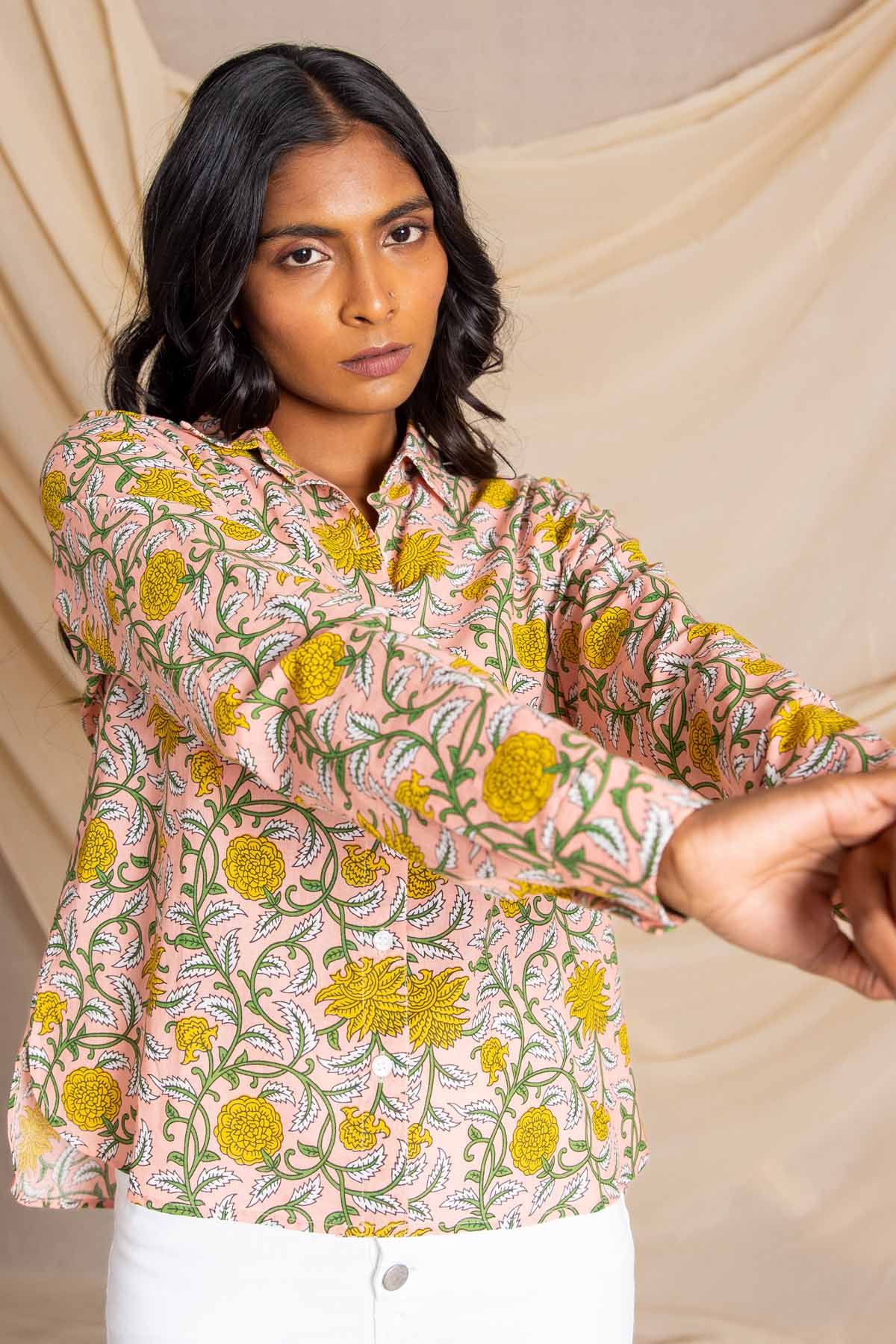 Jaal Print High Low Shirt