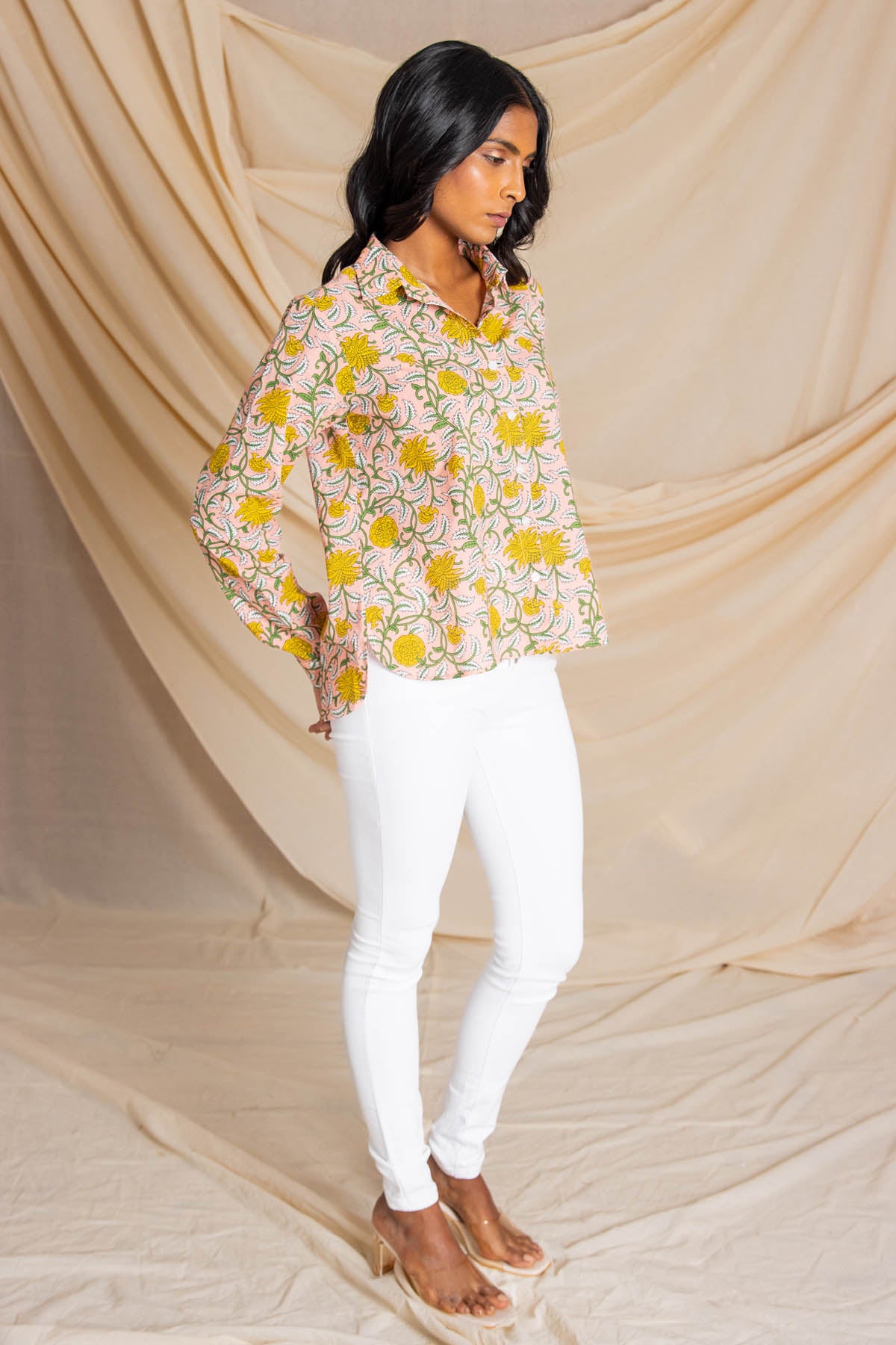 Jaal Print High Low Shirt