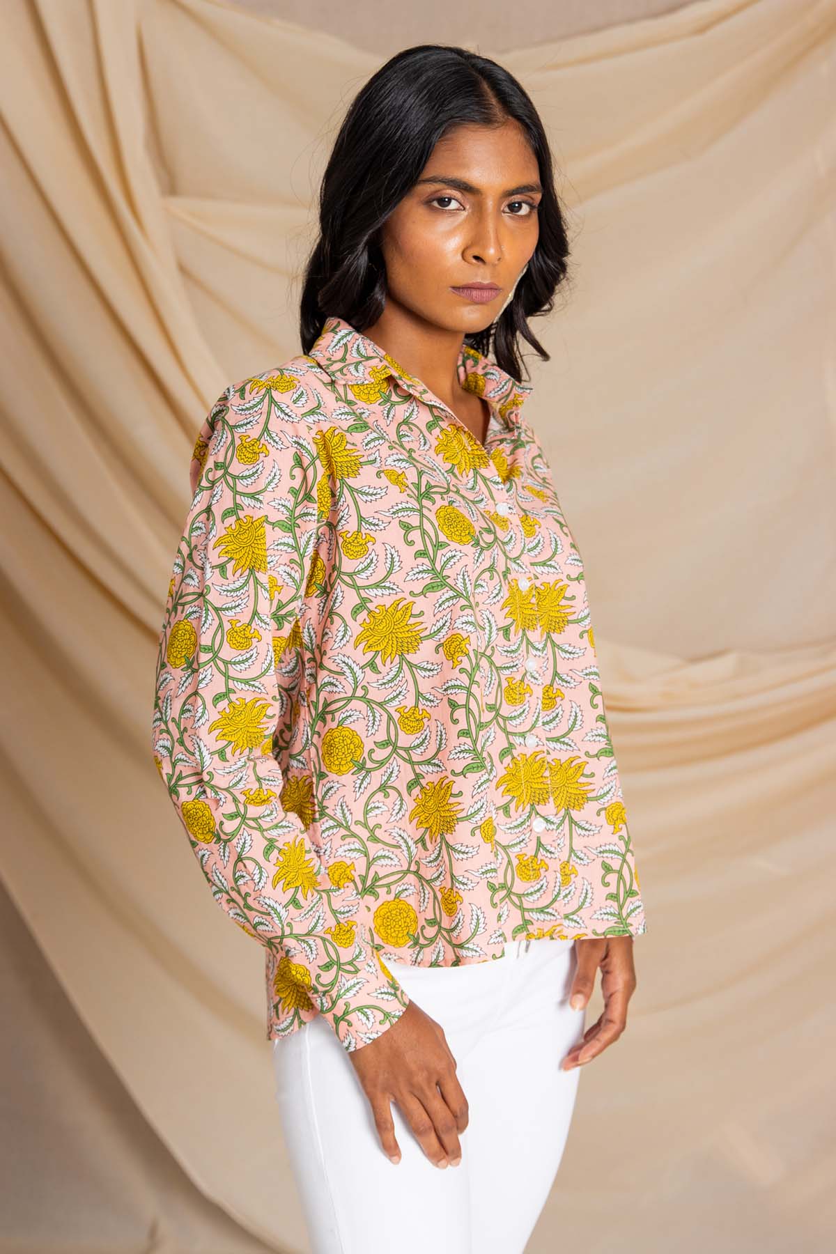 Jaal Print High Low Shirt