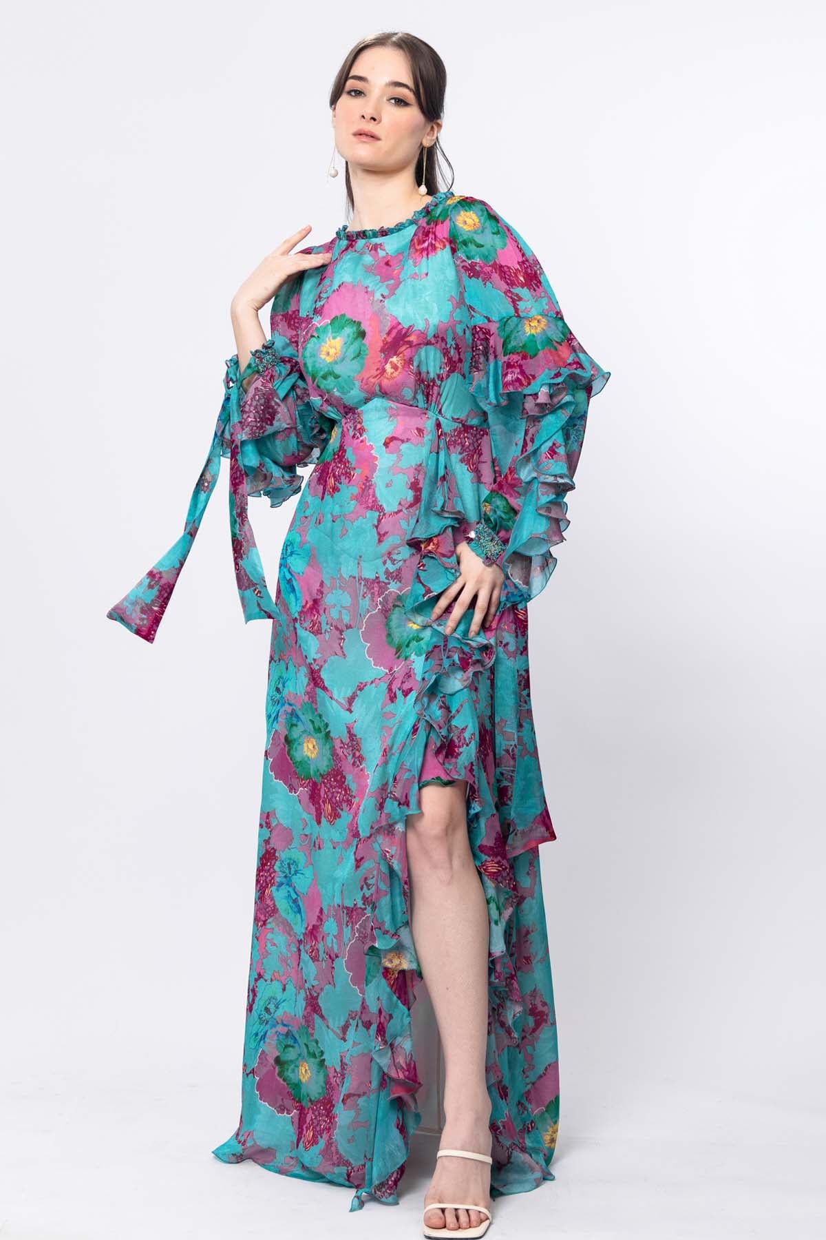 Jade Chiffon Floral Dress