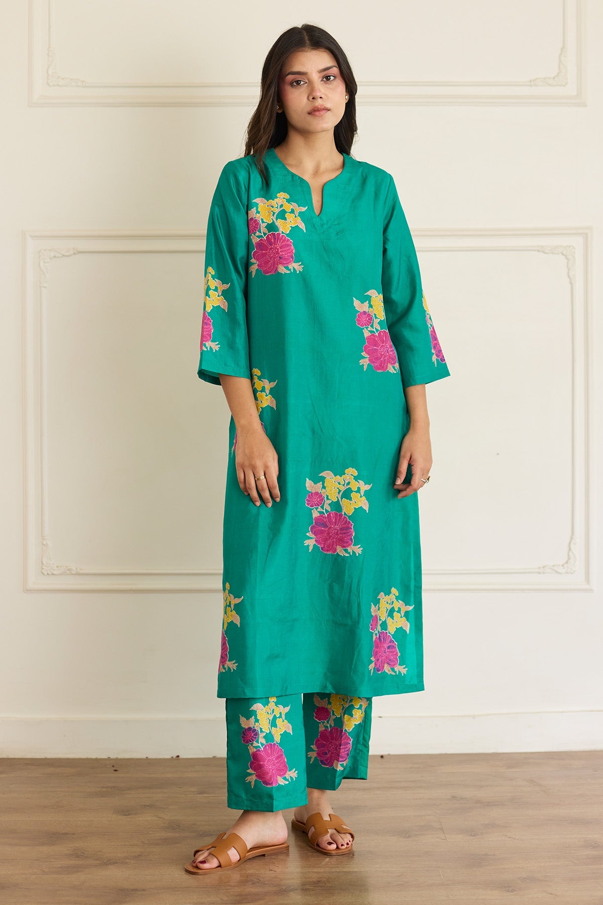 Buy Jade Block Print Kurta & Pants by Juanita For women Online at Scrollnshops