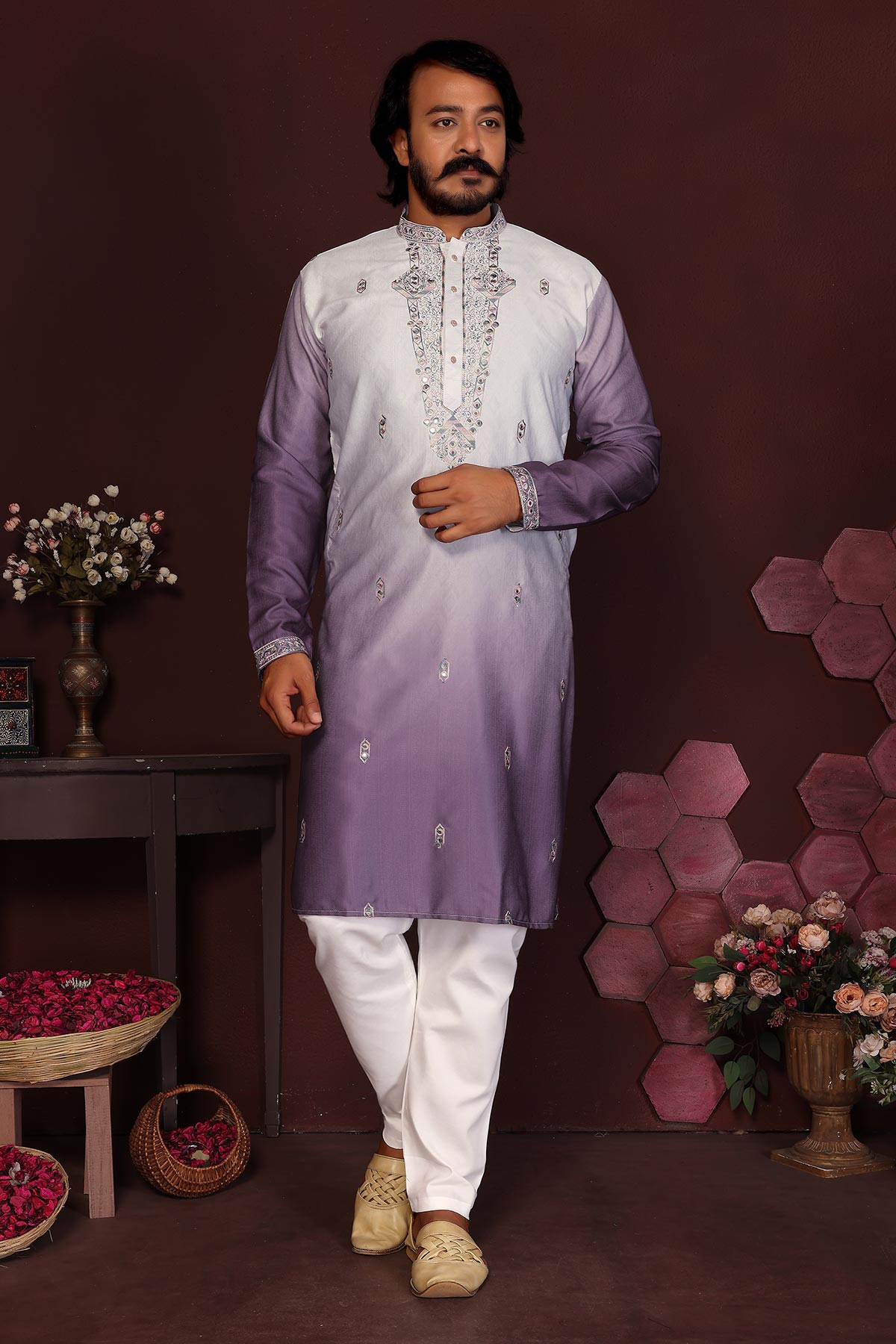 Buy Jamuni Cotton Sequins Kurta Set for men by Jyoti Fashion online available at scrollnshops