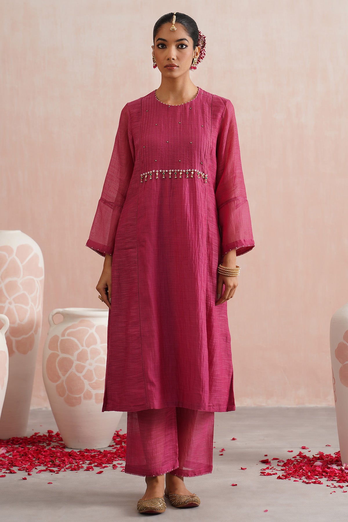 Jewel Embroidered Pink Kurta Set