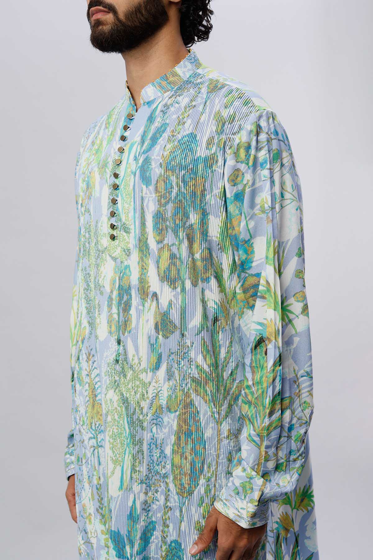 Jungle Print Pintuck Kurta Set