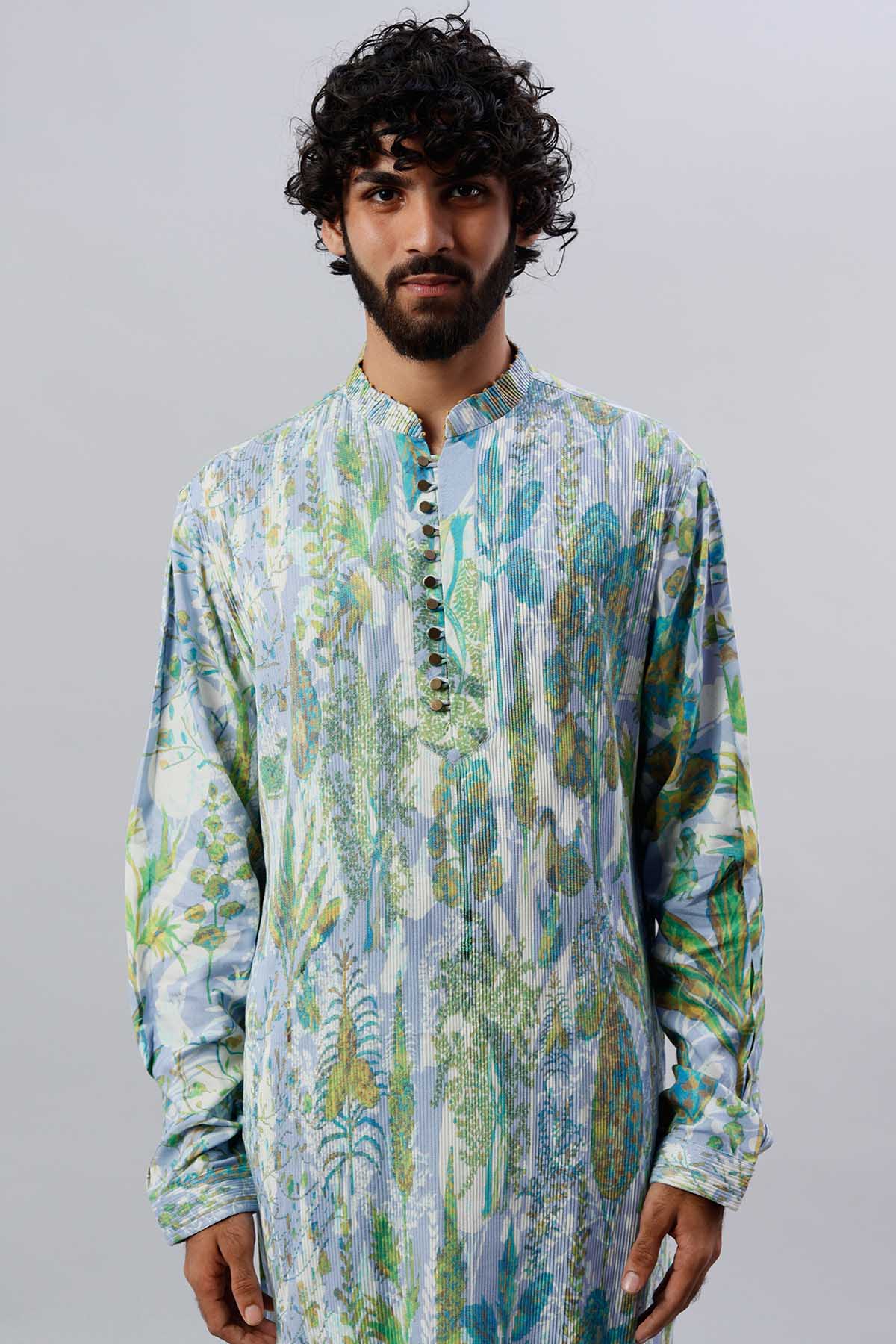 Jungle Print Pintuck Kurta Set