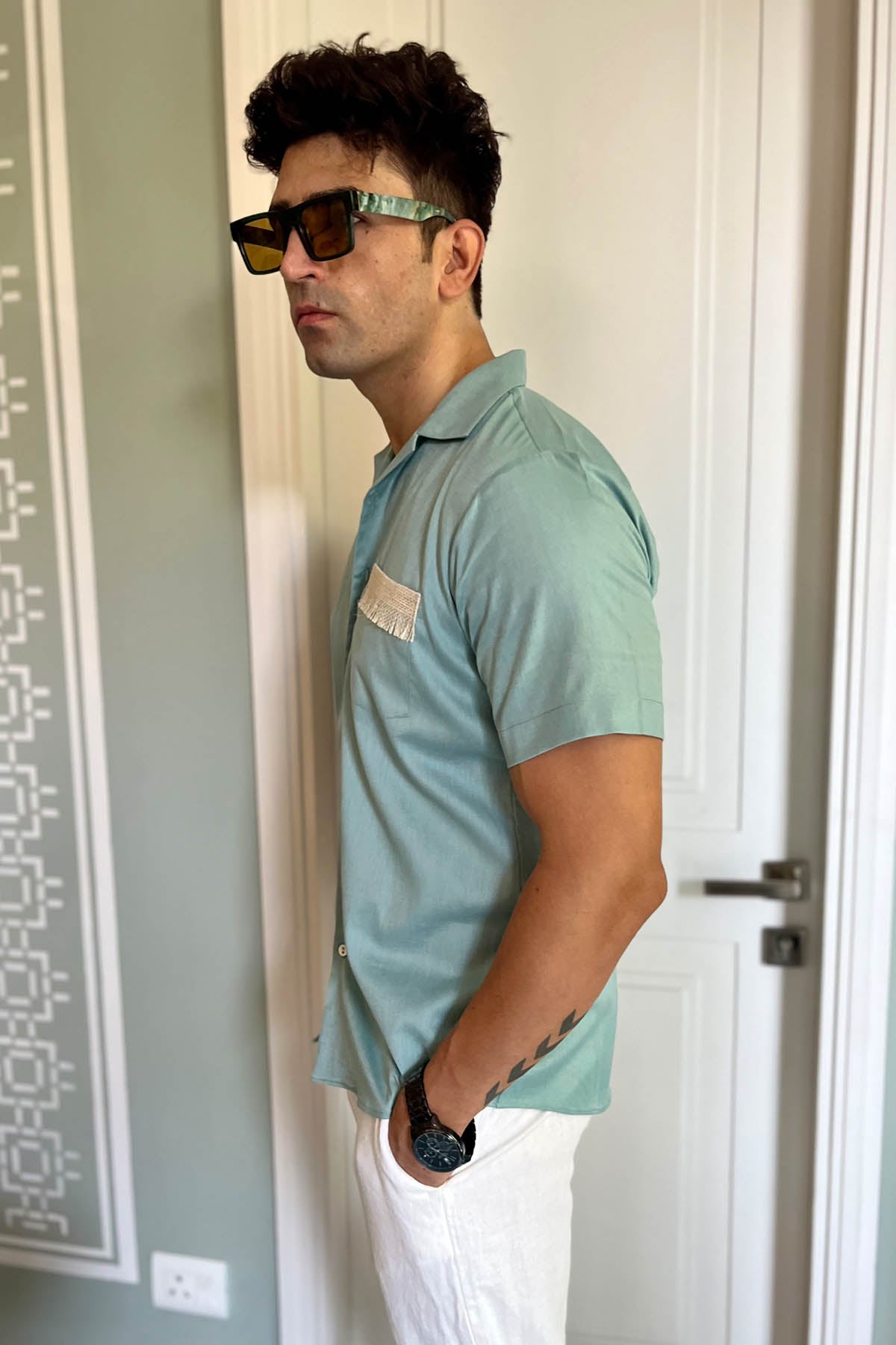 Jute Pocket Detail Linen Shirt