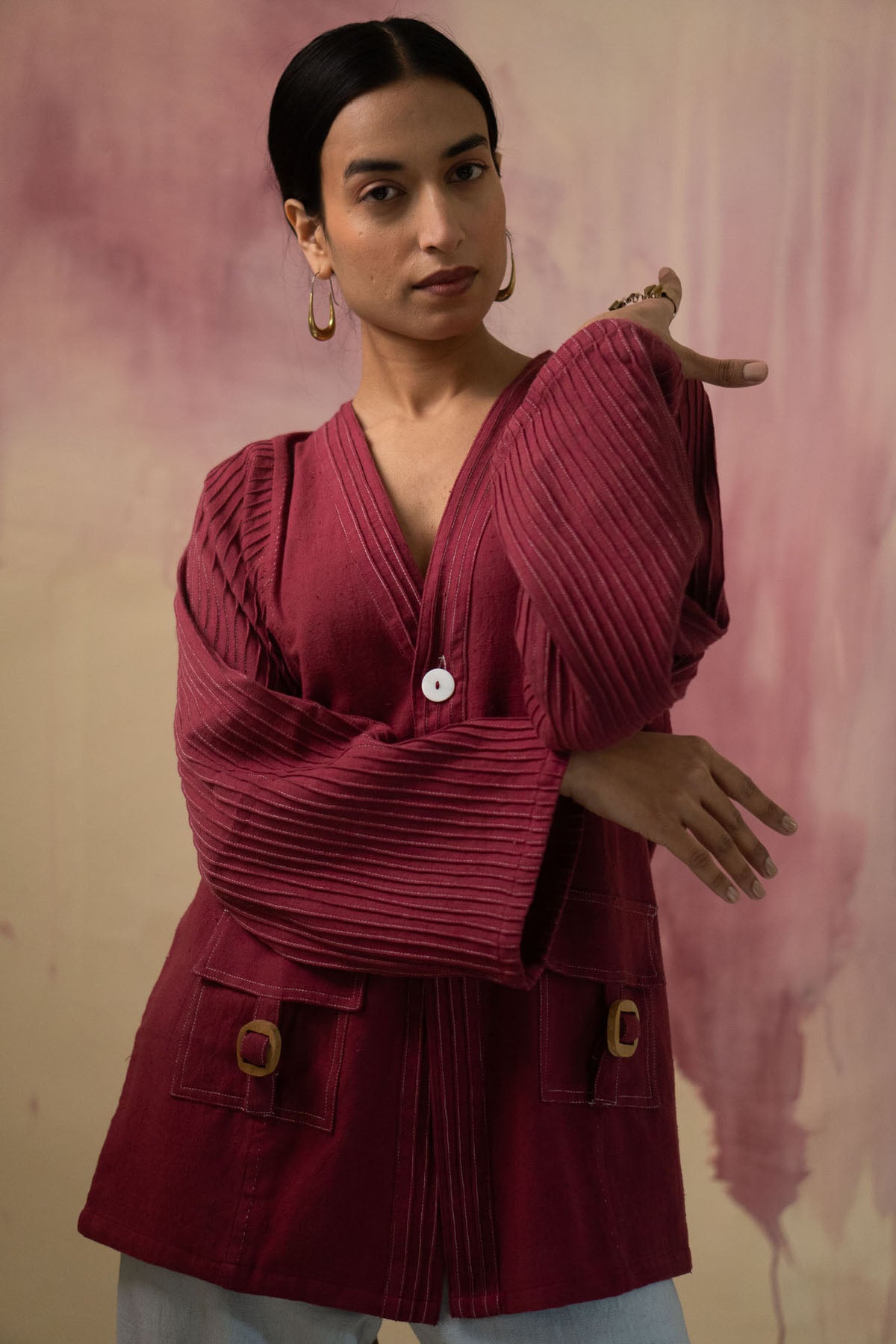 Kala Cotton Maroon Haori Jacket
