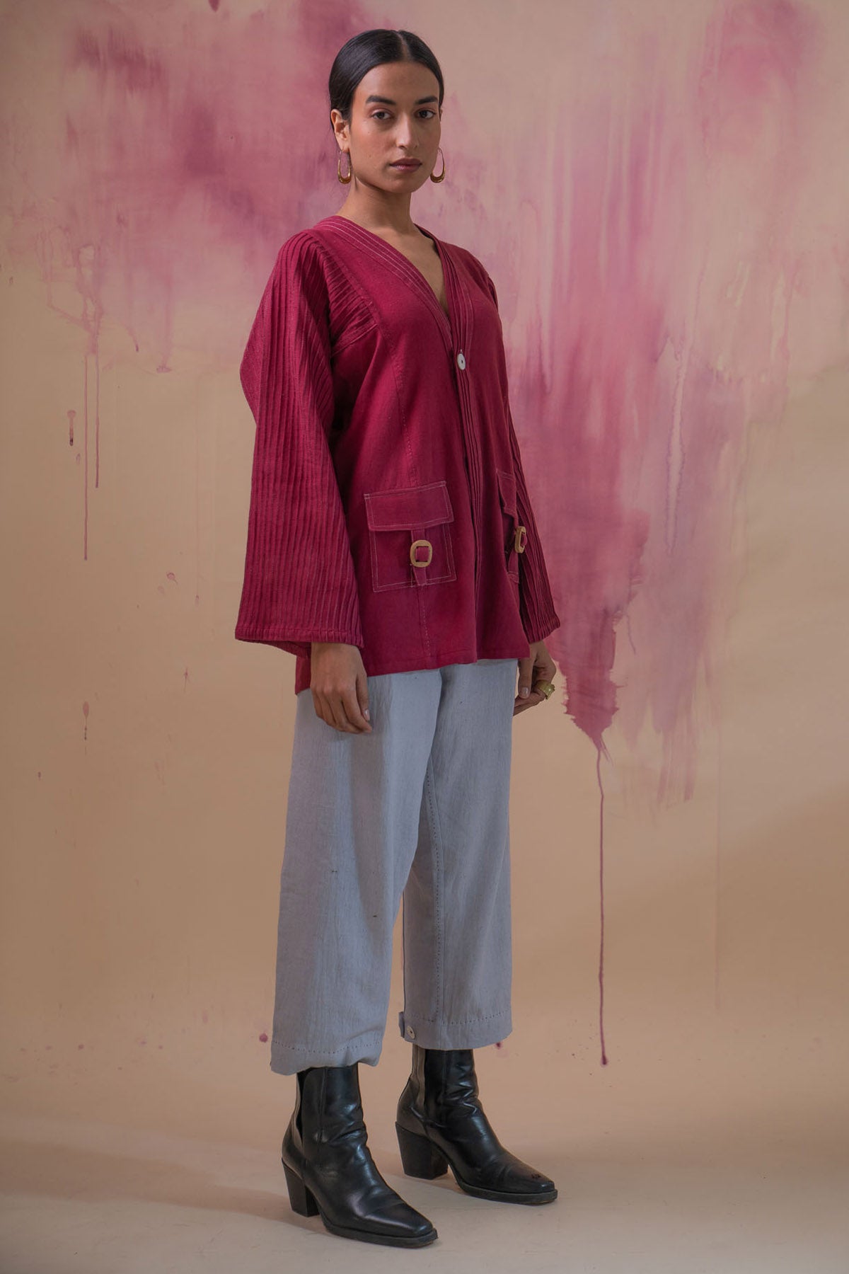 Kala Cotton Maroon Haori Jacket