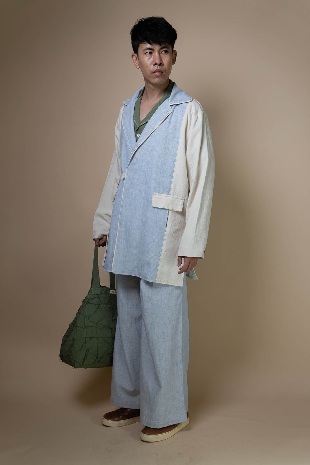 Kala Cotton Blue Tie-Up Blazer