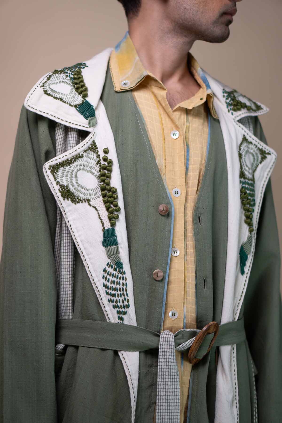 Kala Cotton Colorblock Trench