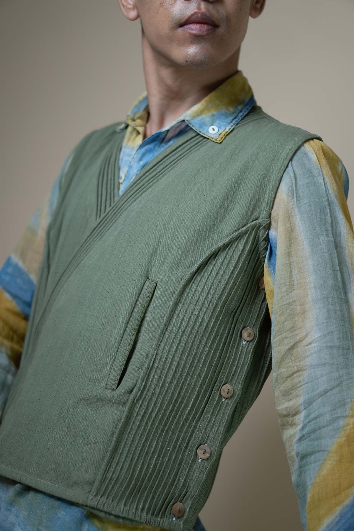 Kala Cotton Olive Corded Vest