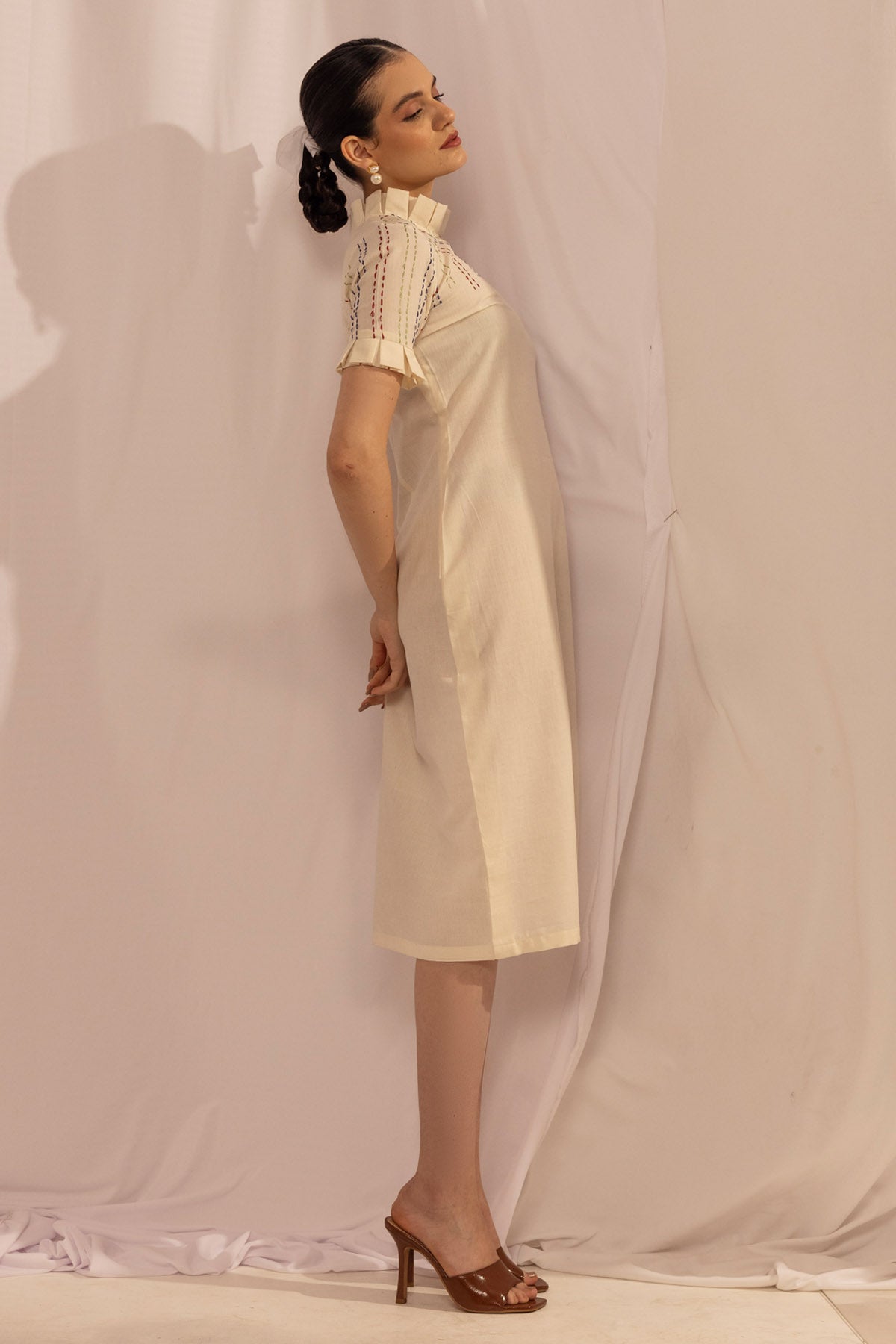 Kantha Embroidered Cotton Dress