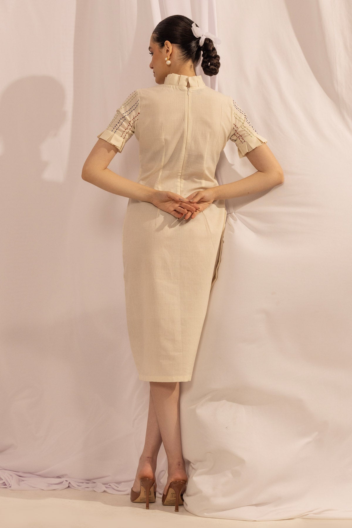 Kantha Embroidered Cotton Dress