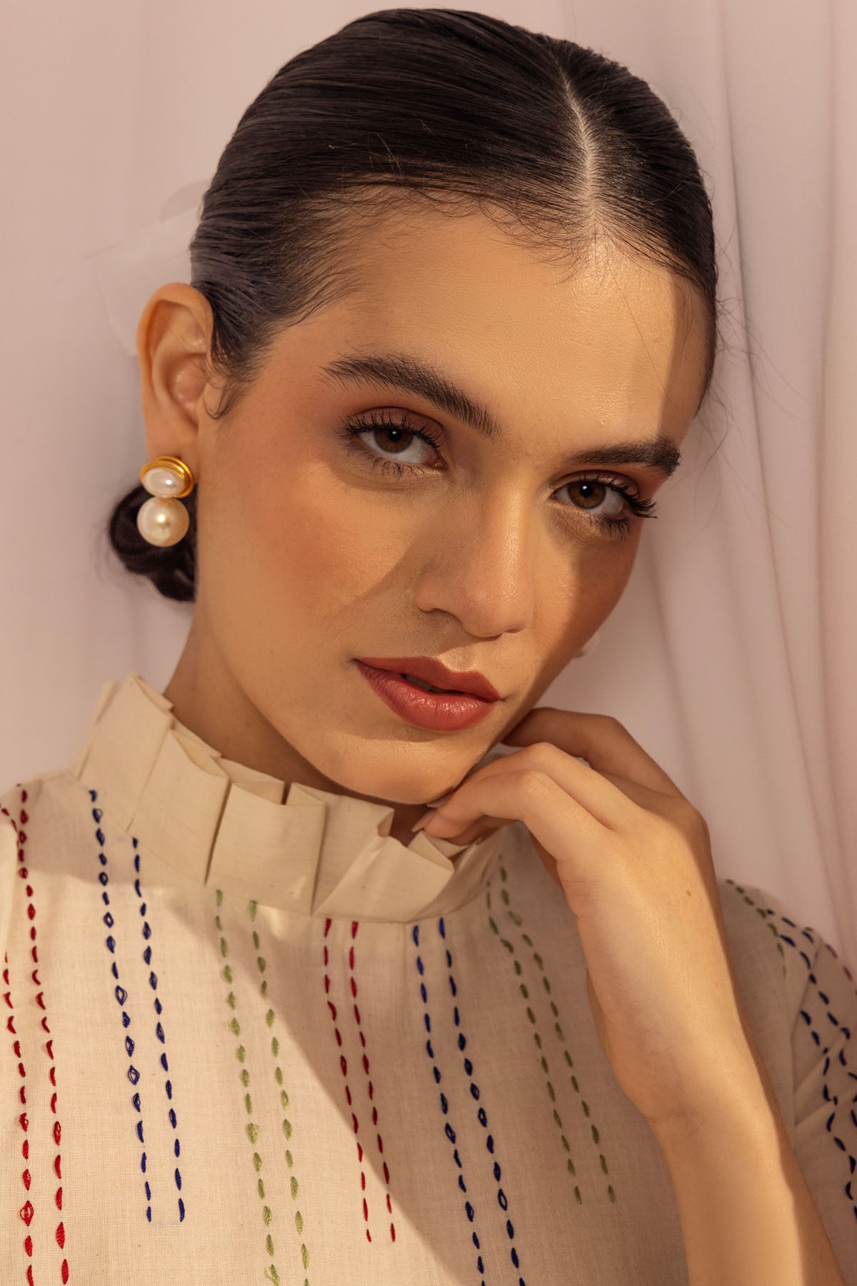 Kantha Embroidered Cotton Dress