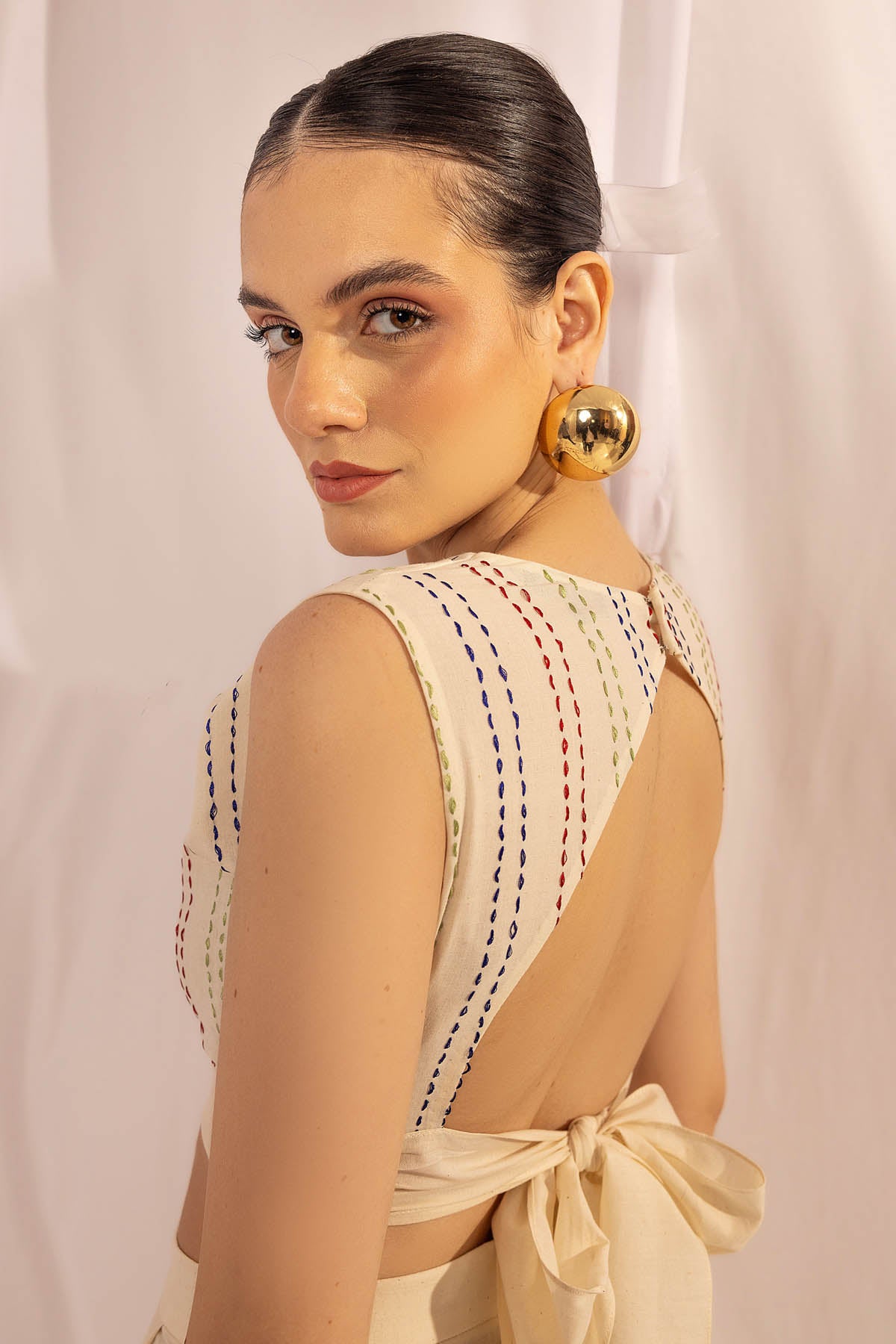 Kantha Embroidered Cowl Top