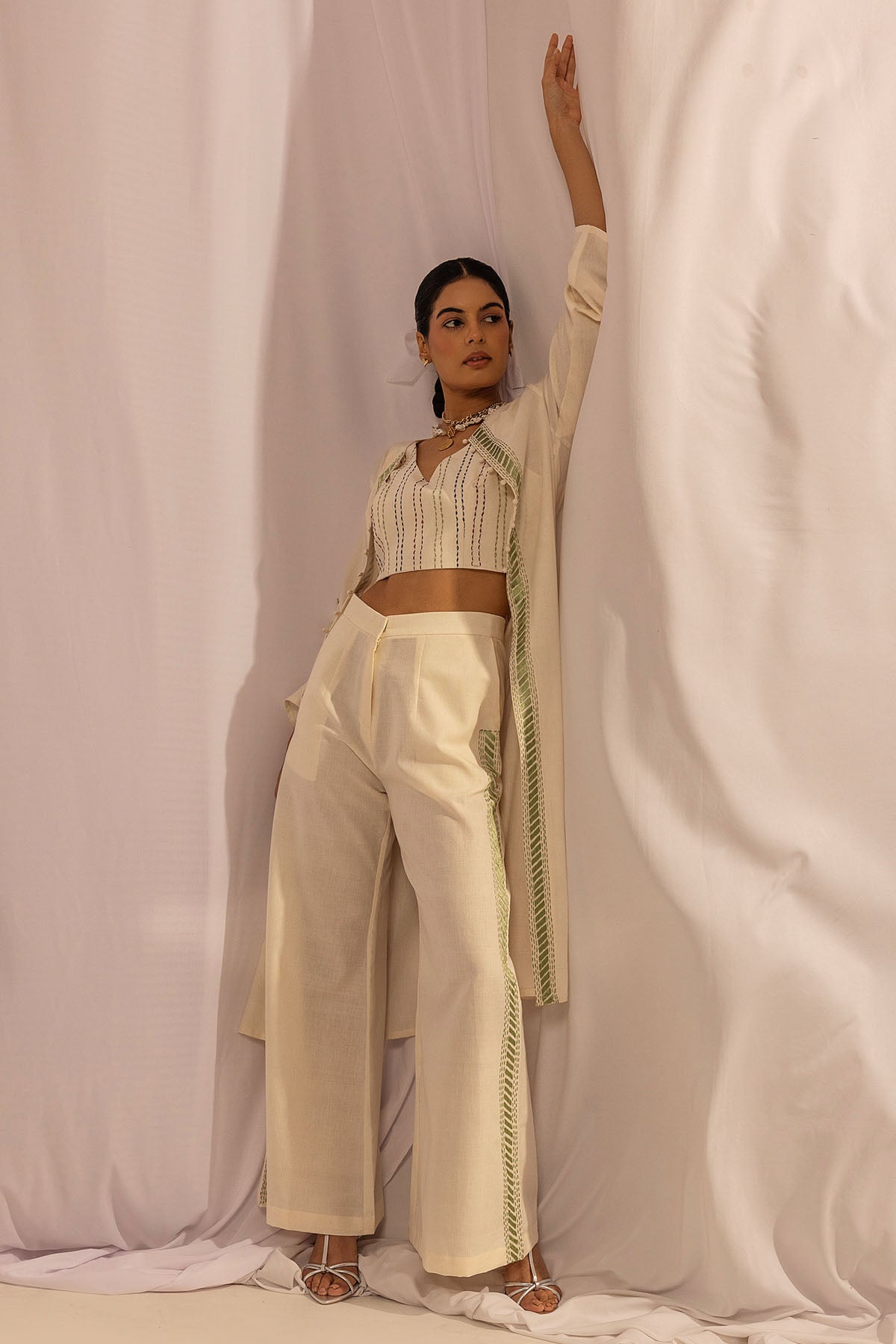 Kantha Embroidered Long Jacket