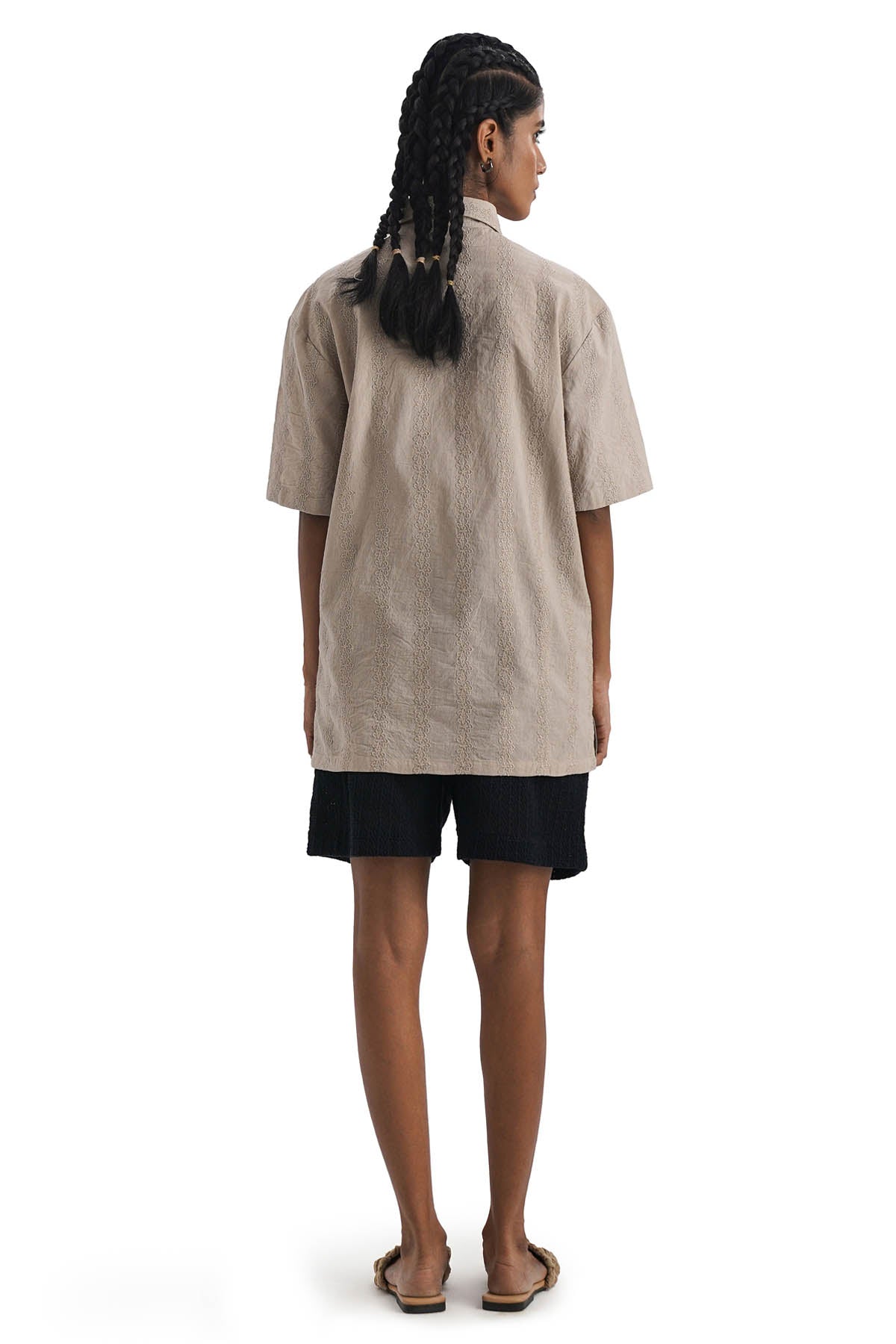 Kantha Embroidered Beige Shirt
