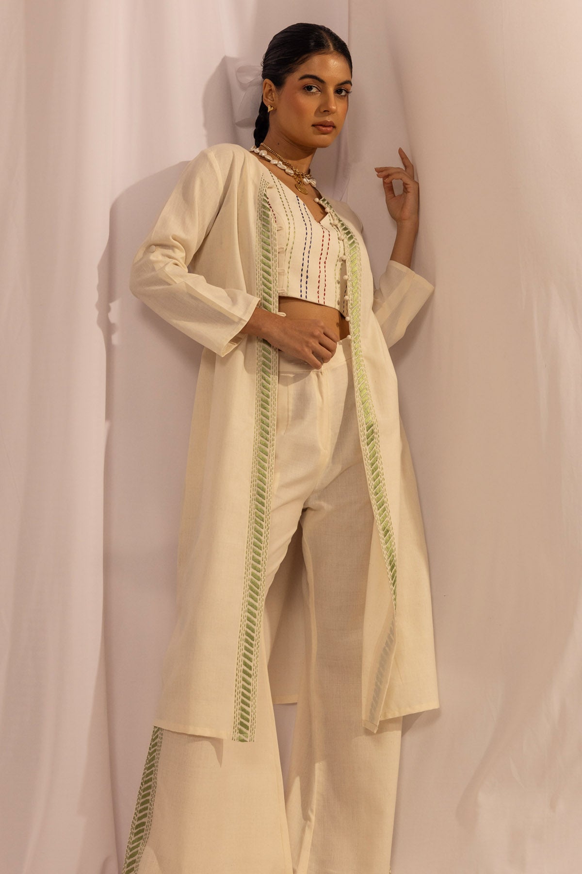 Buy The House of Ara Whisper of Summer: Kantha Lace Jacket At ScrollnShops