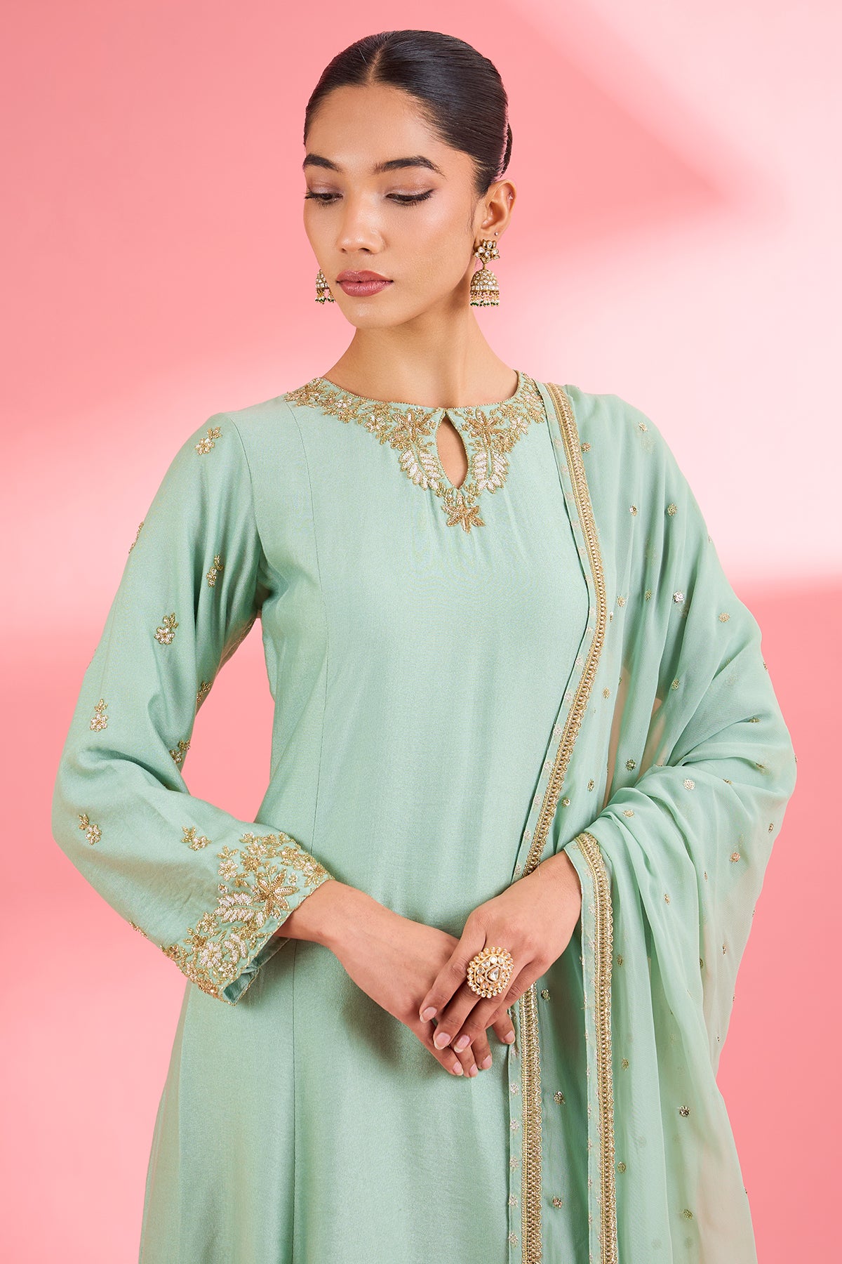 Katan Silk Sea Green Kurta Set
