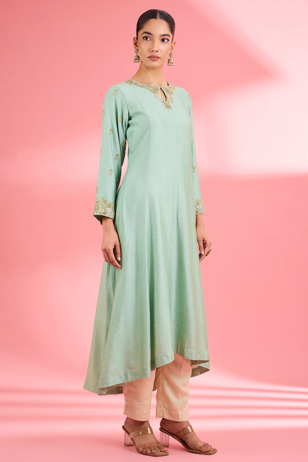 Katan Silk Sea Green Kurta Set