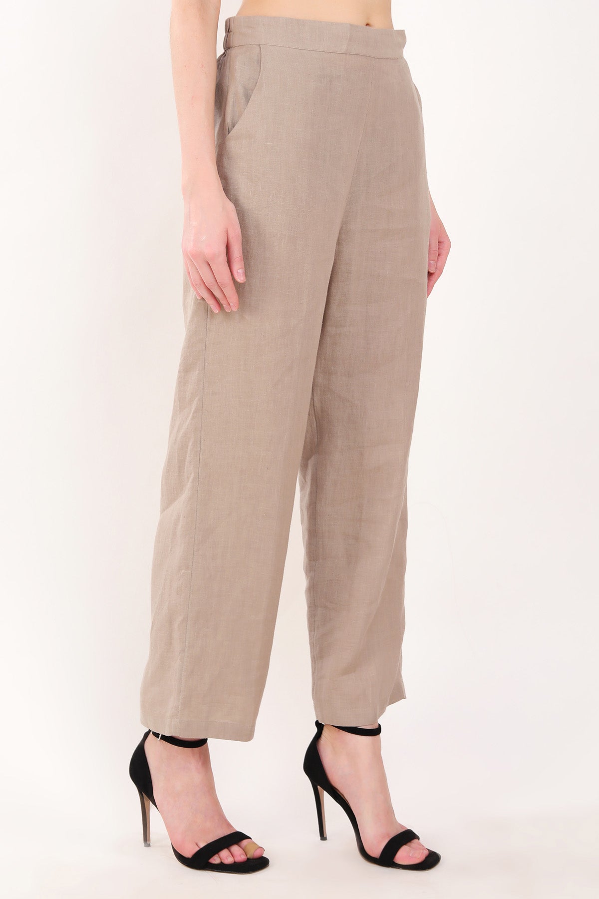 Khakhi Linen Straight Pants
