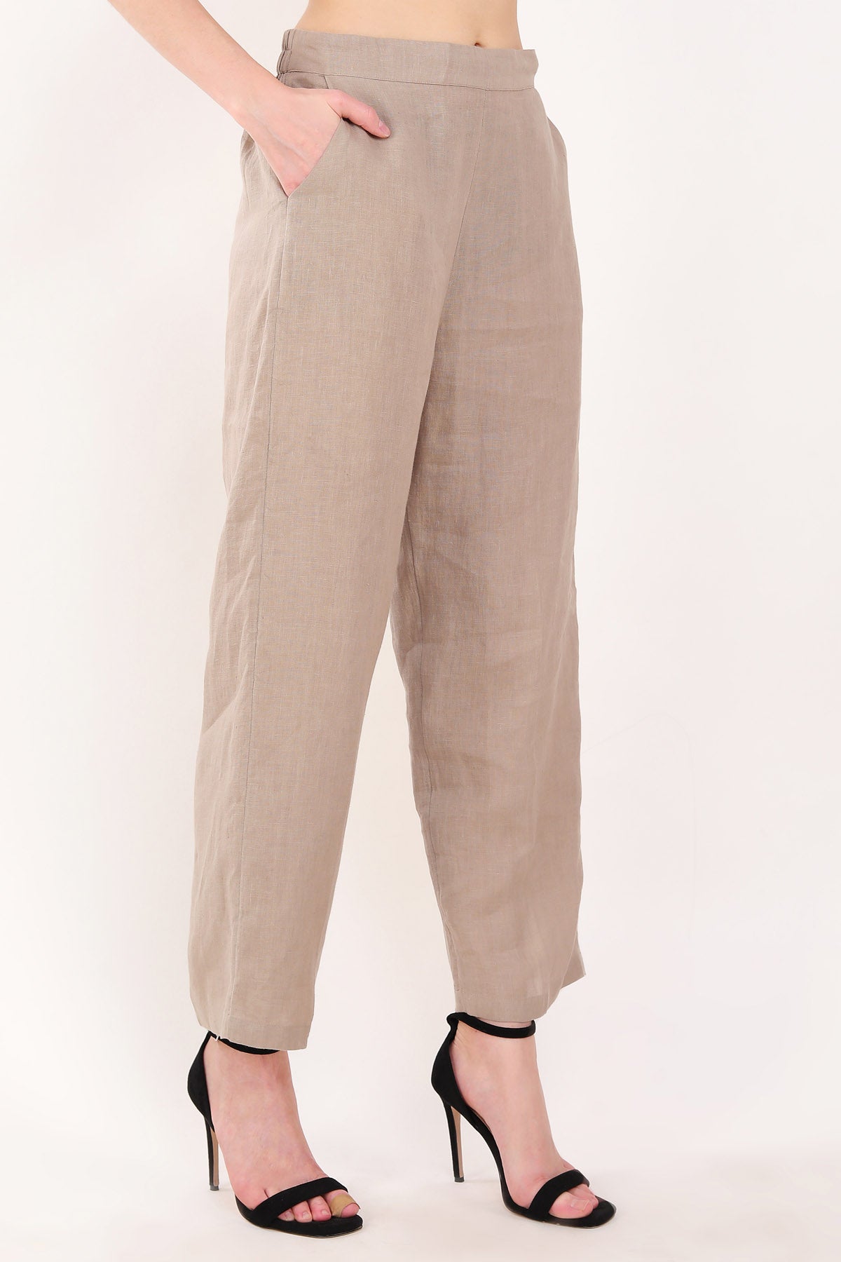Khakhi Linen Straight Pants
