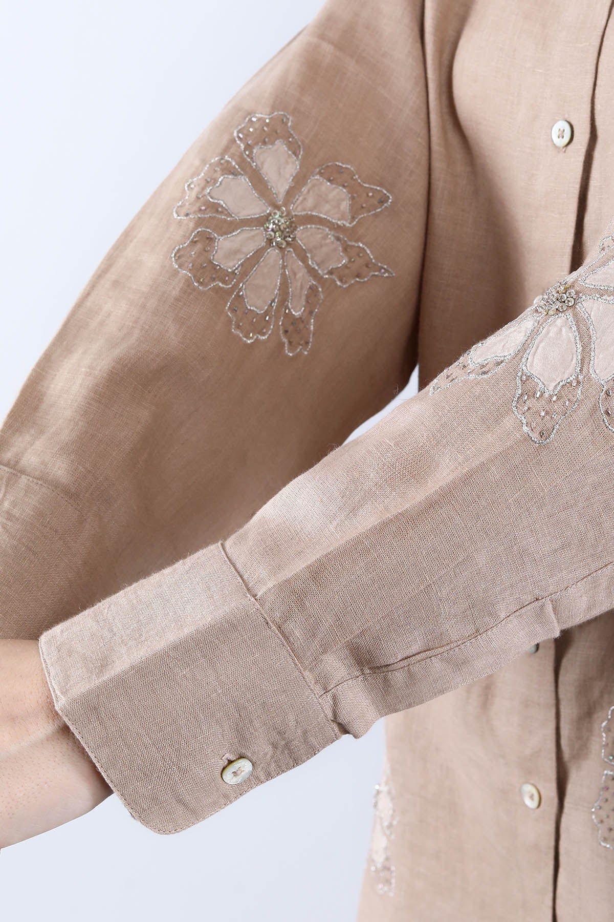 Khaki Sequins Shirt And Pants