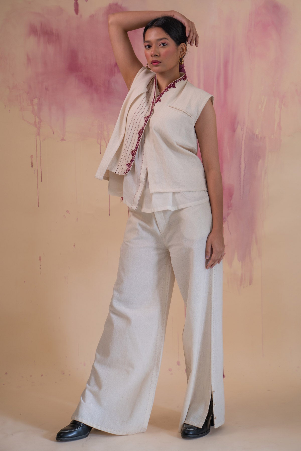 Buy Designer Kora Cotton Cropped Vest Jacket By Lafaani