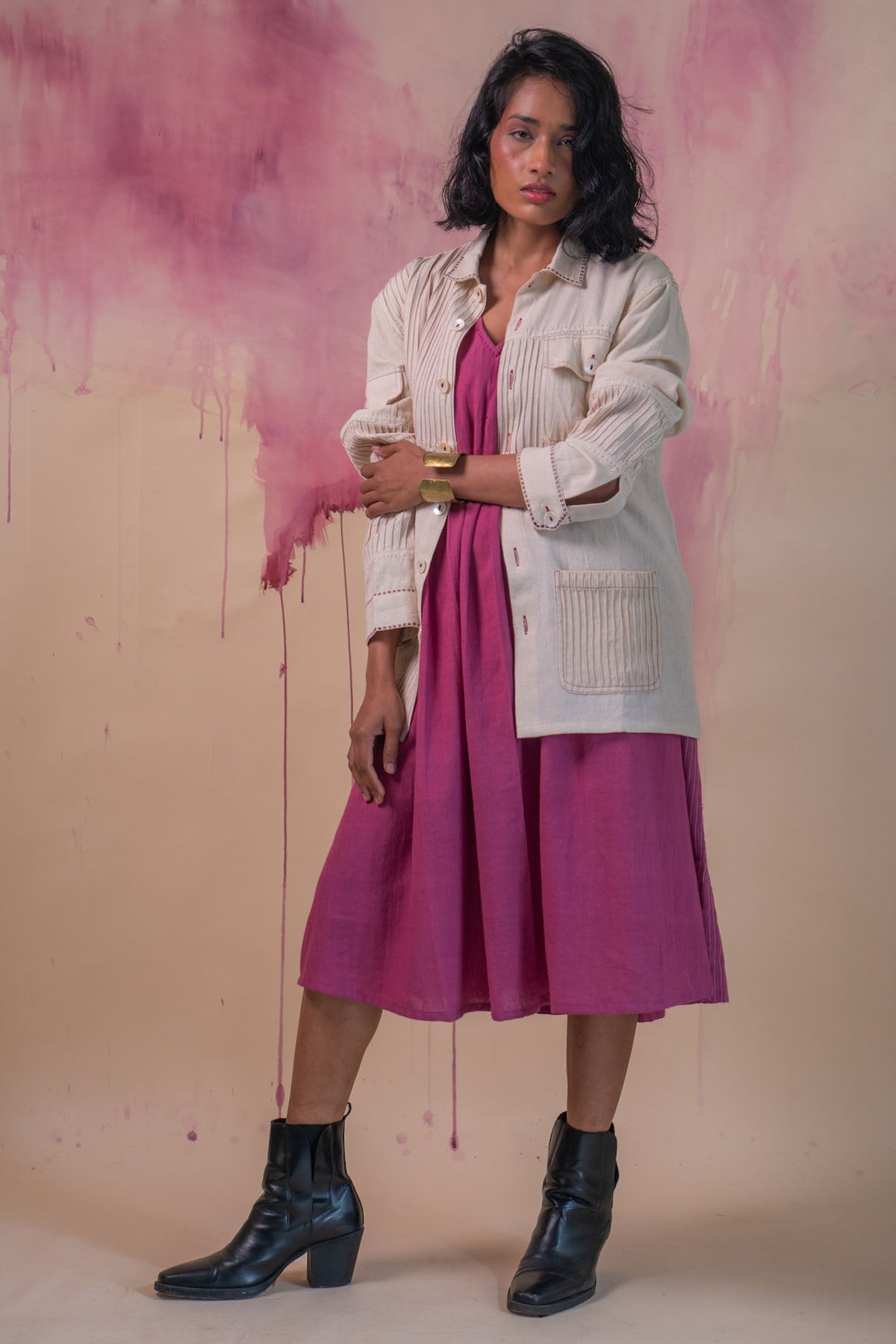 Buy Designer Kora Cotton Pintuck Bomber By Lafaani