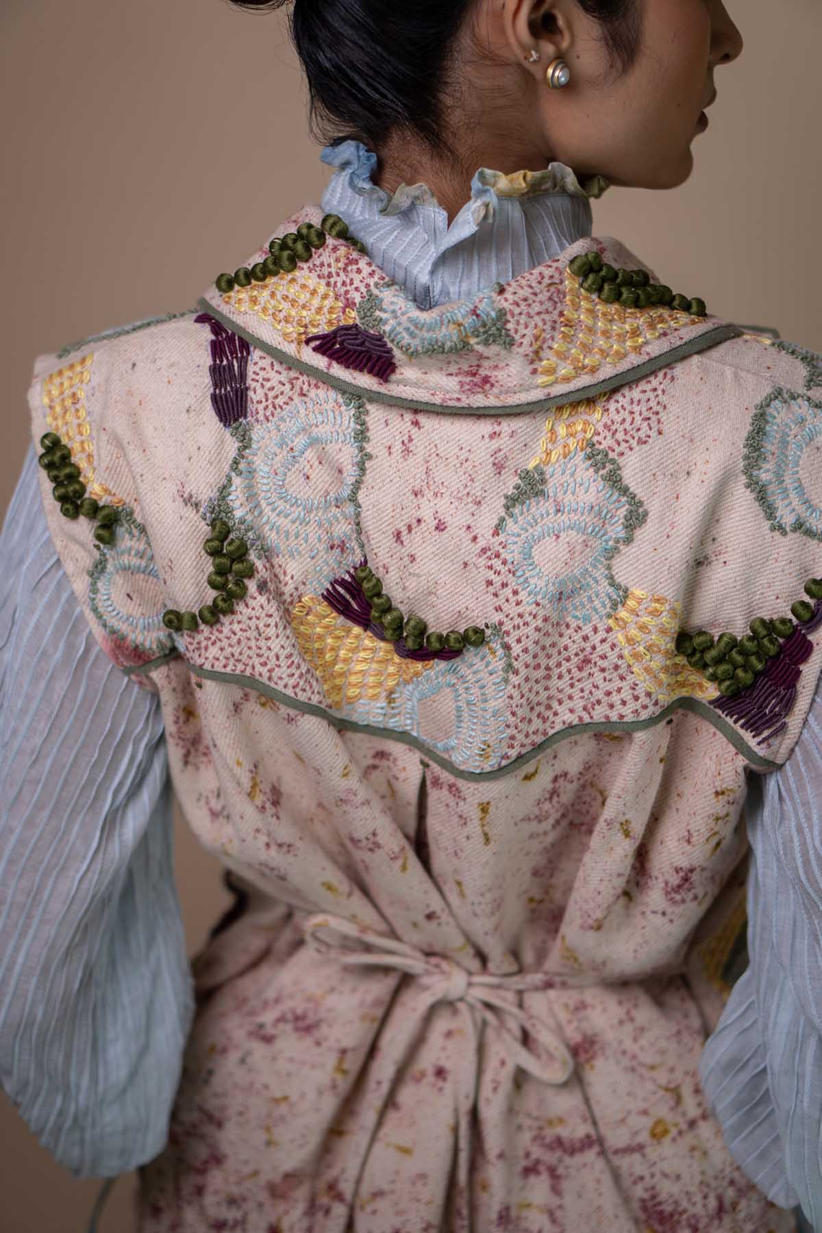 Buy Kora Denim Embroidered Vest by Lafaani for women online at ScrollnShops