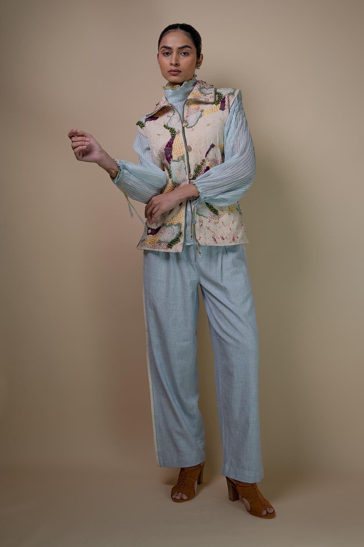 Kora Denim Embroidered Vest