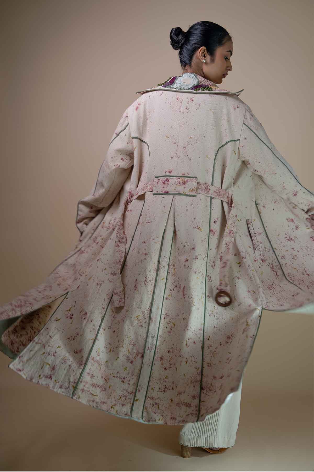 Buy Kora Handwoven Denim Trench by Lafaani for women online at ScrollnShops