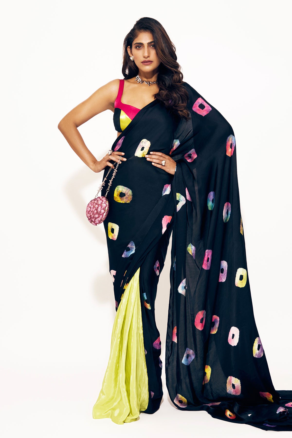 Black Shibori Pre-Draped Saree