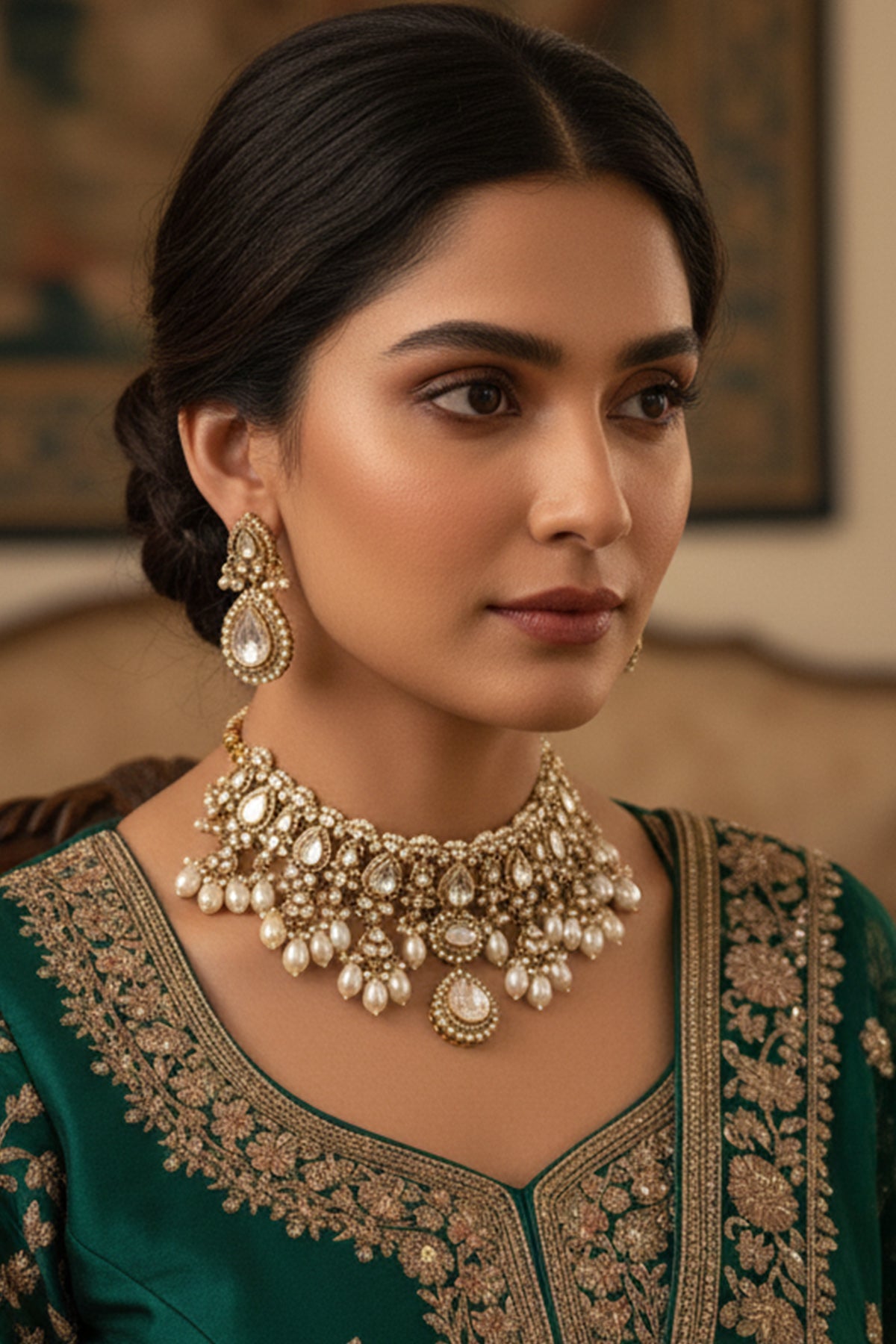 Buy Kundan White Gold Jewellery Set for women by Inko & Co online available at scrollnshops