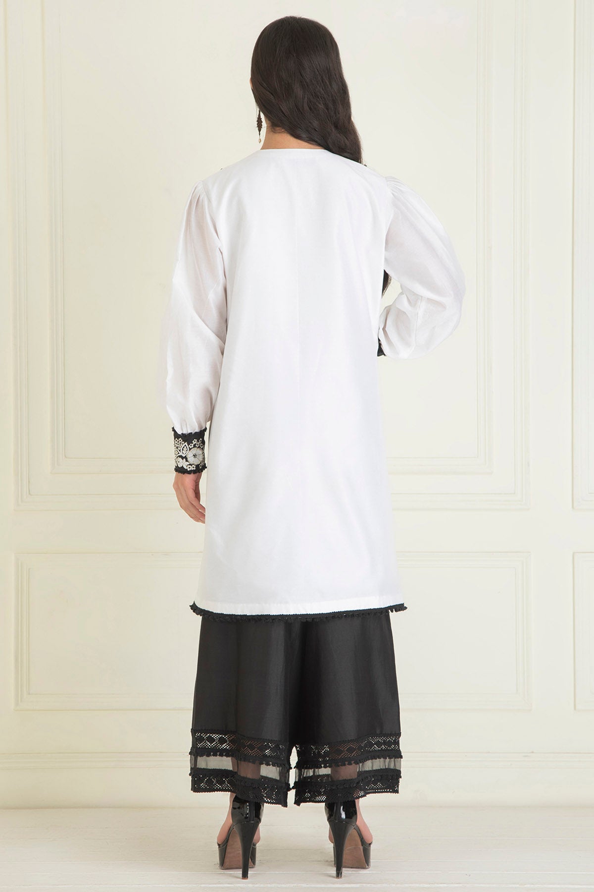 Black & White Chanderi Kurta Set