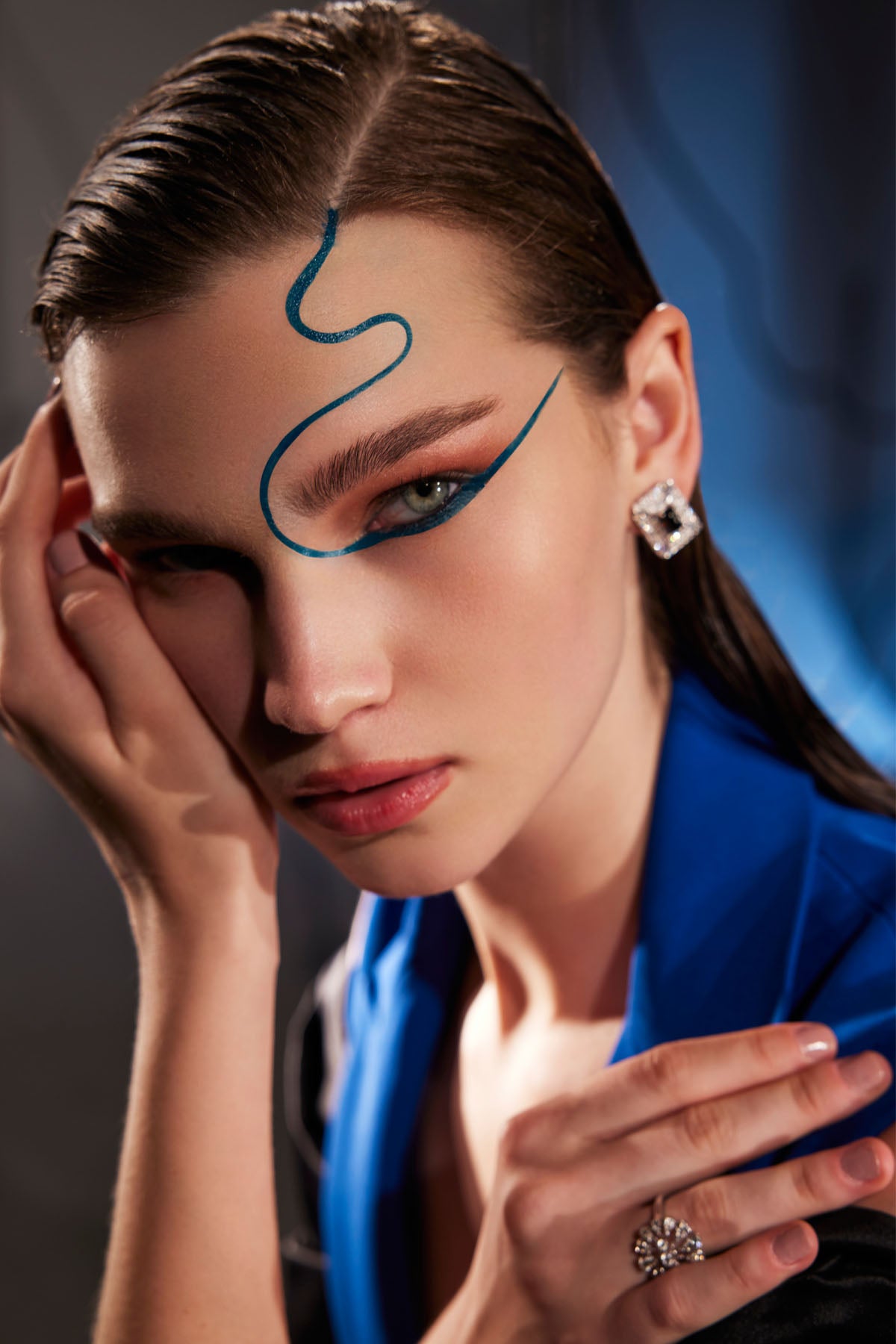 Lapel Collar Draped Jacket & Pant Set