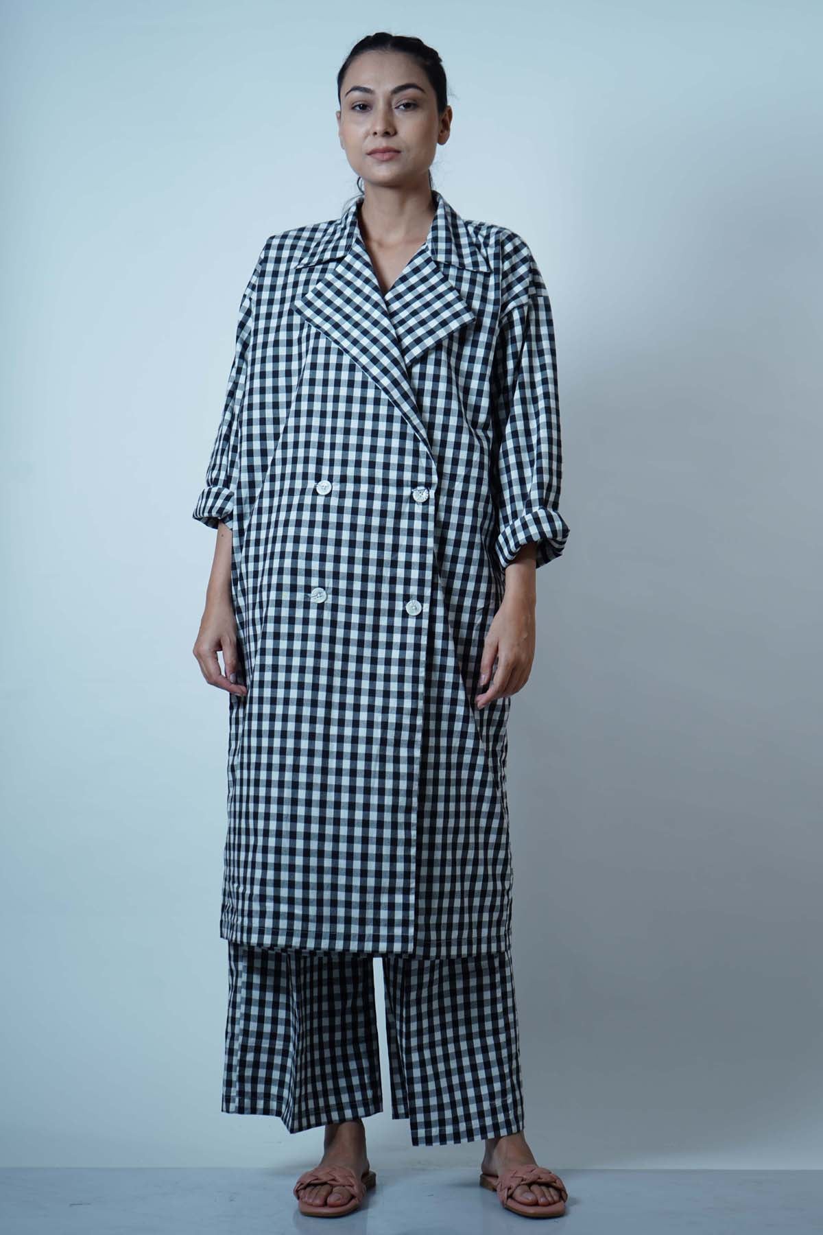 Buy Jaza Lapel Collar Overlay Co-ord Set For Women Available online at ScrollnShops