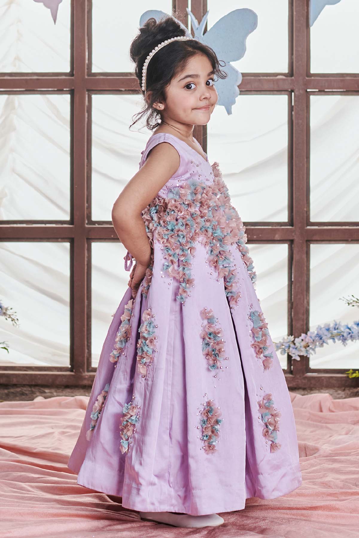 Lavender Box Pleat Gown
