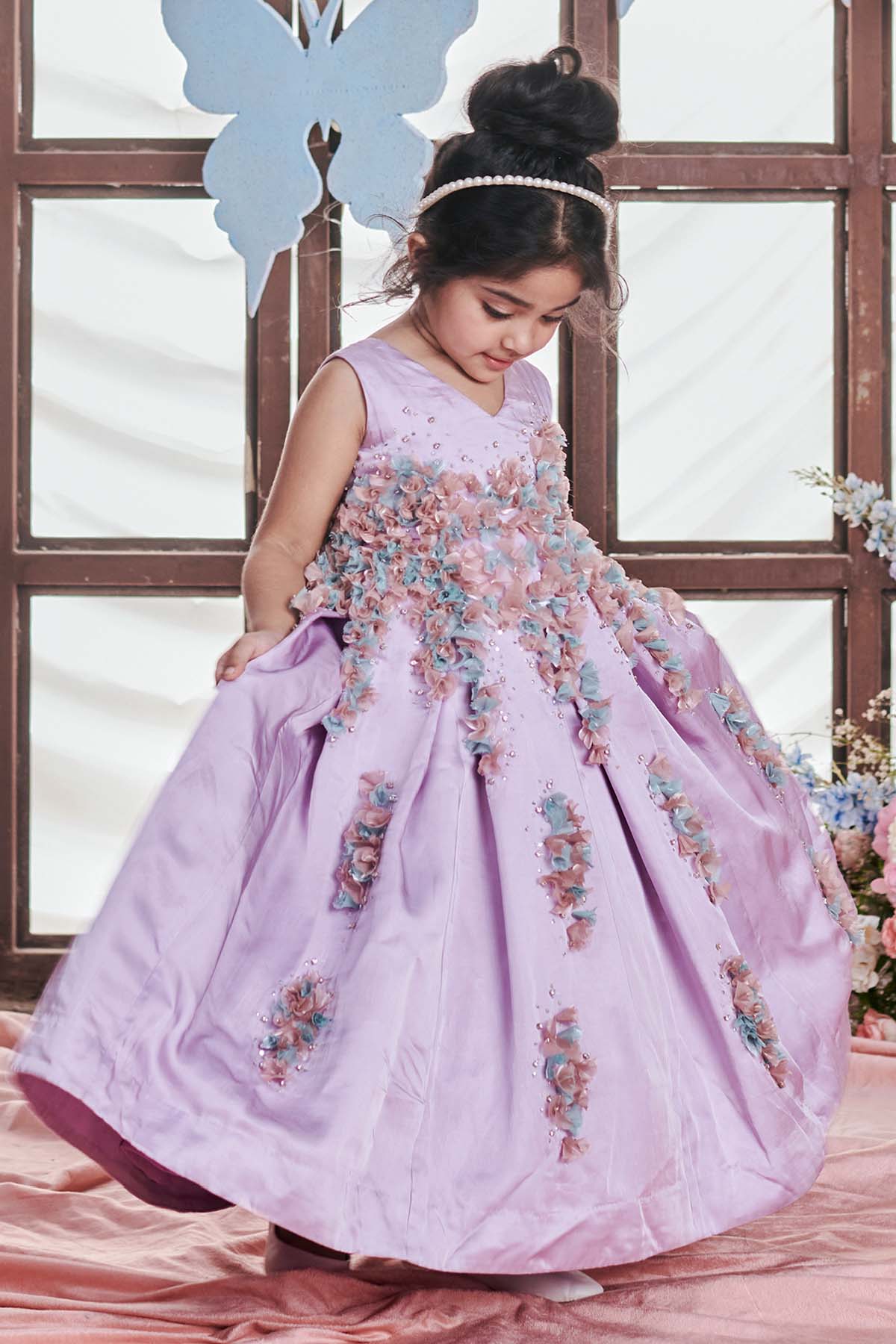 Lavender Box Pleat Gown