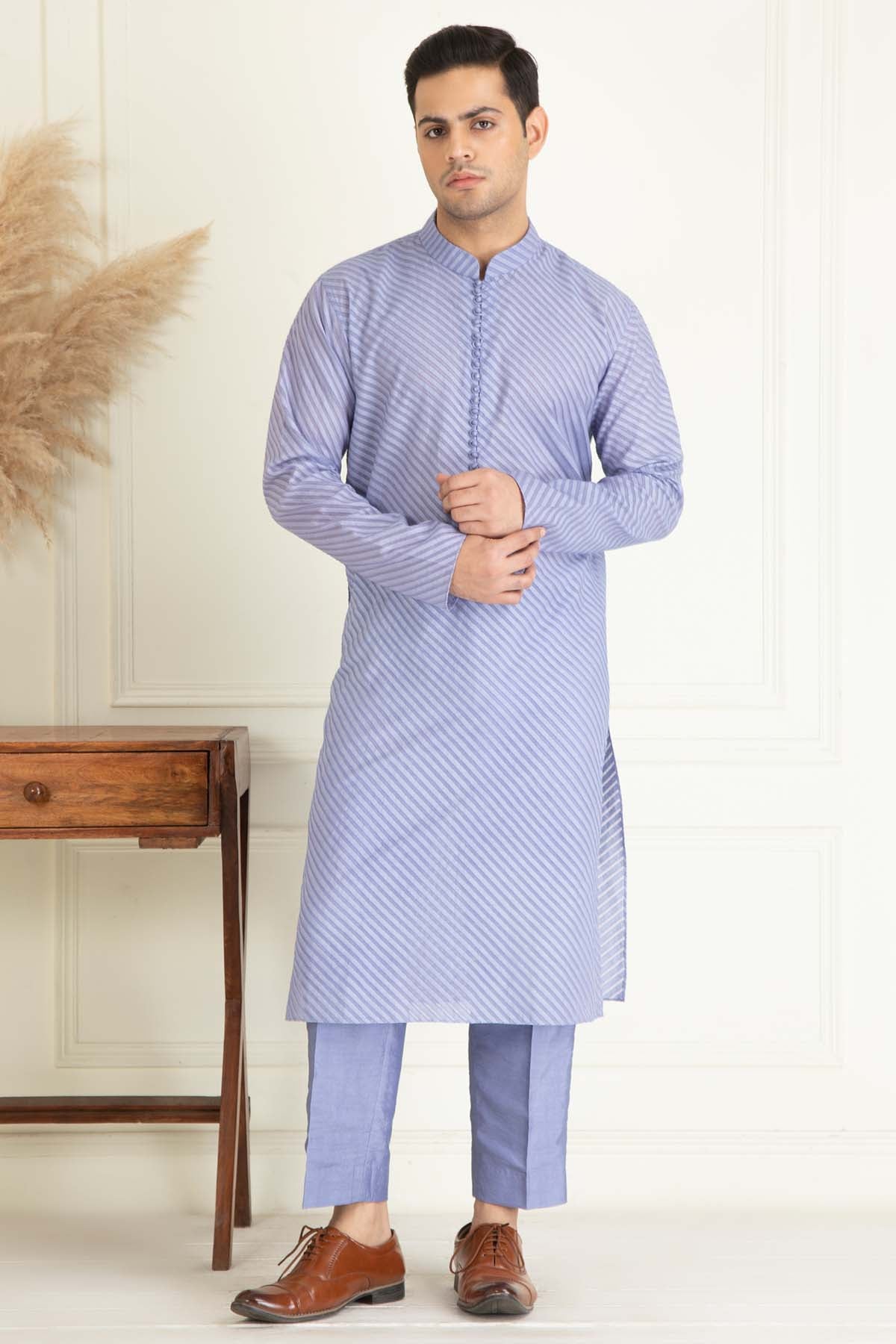 Lavender Embroidered Jacket Set