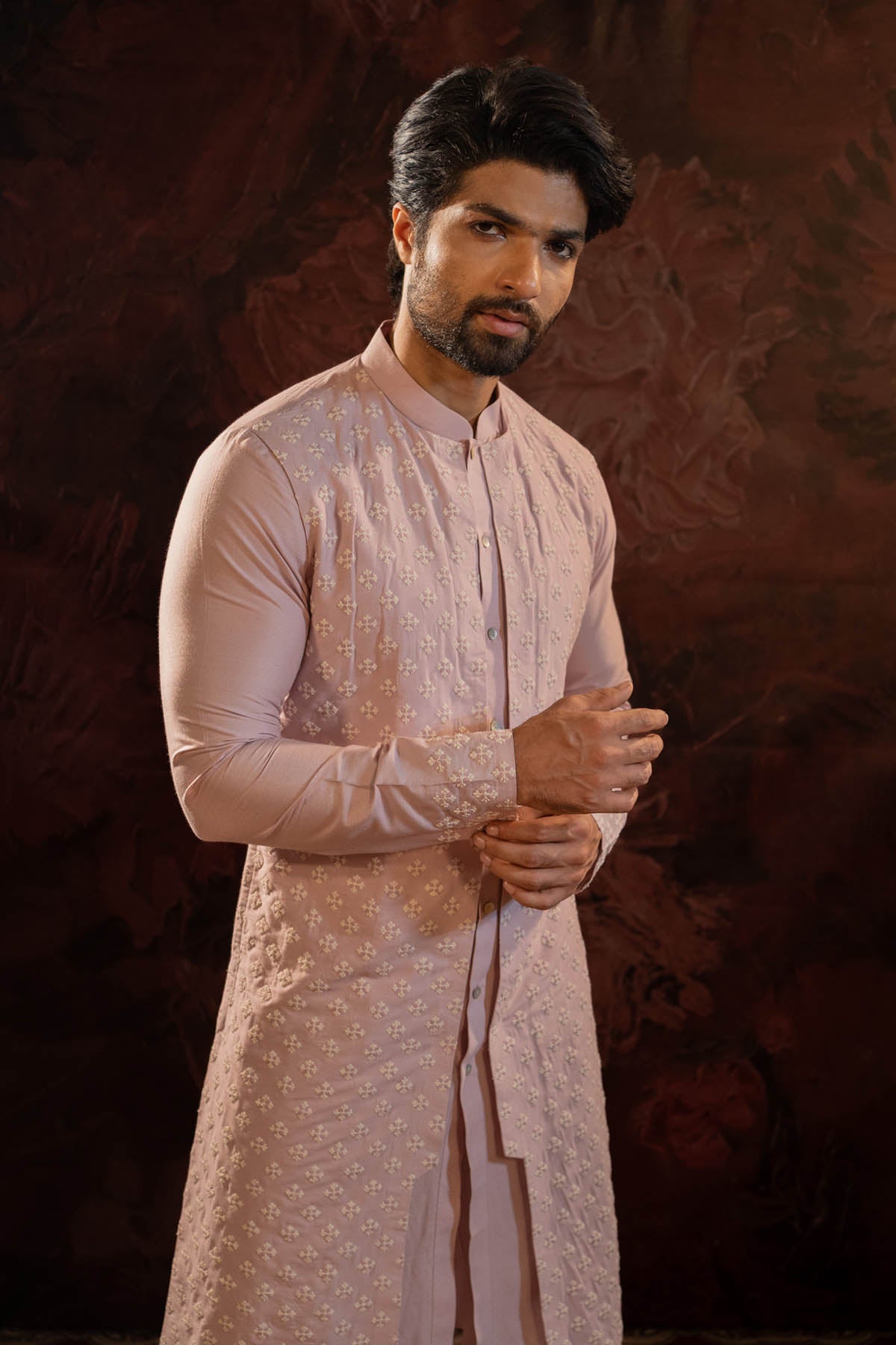 Lavender Embroidered Kurta Set