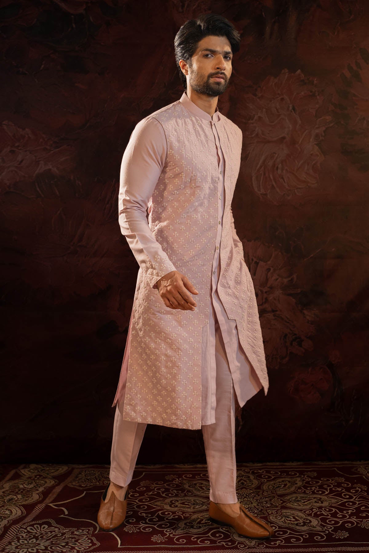 Lavender Embroidered Kurta Set
