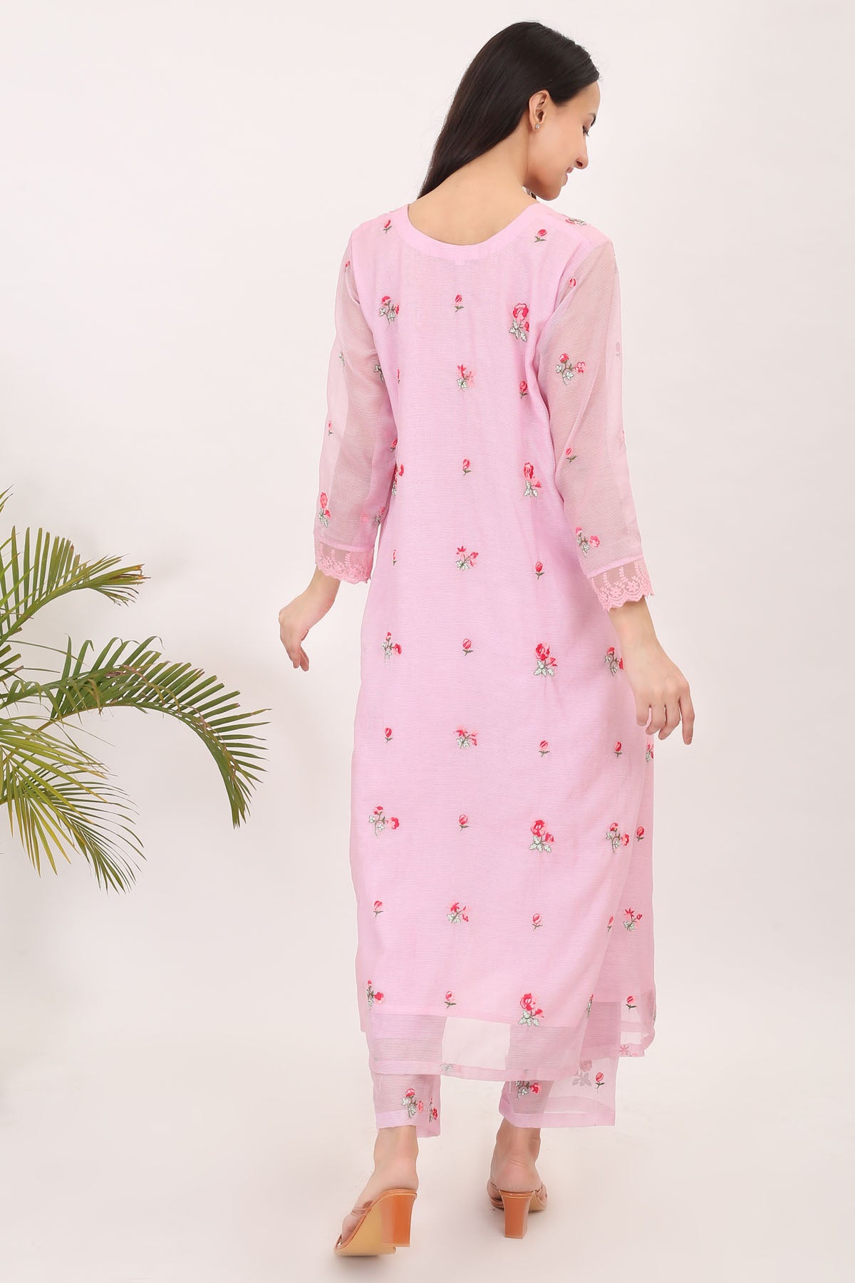 Lavender Floral Motif Kurta Set