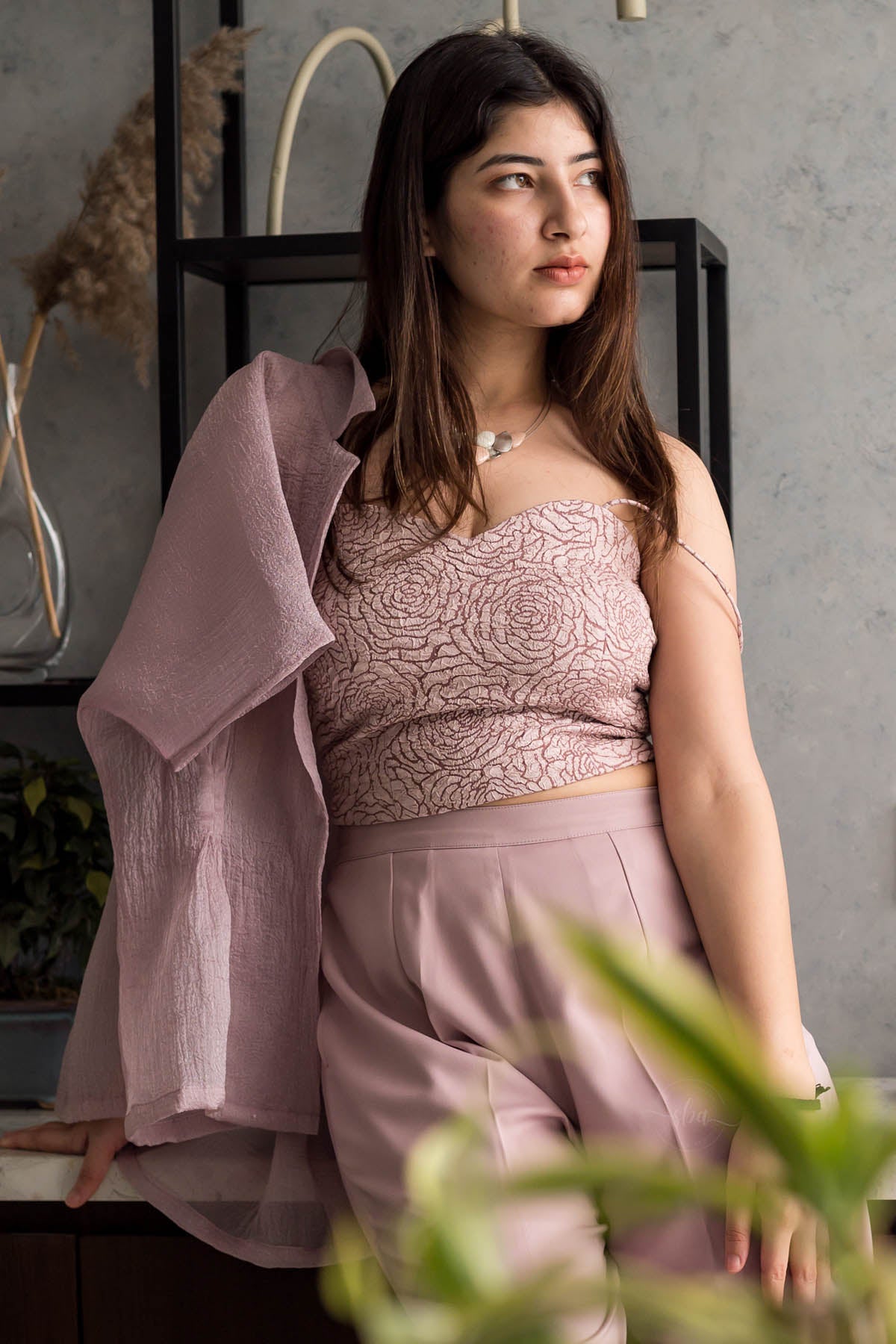 Lavender Jacket Silk Co-ord Set