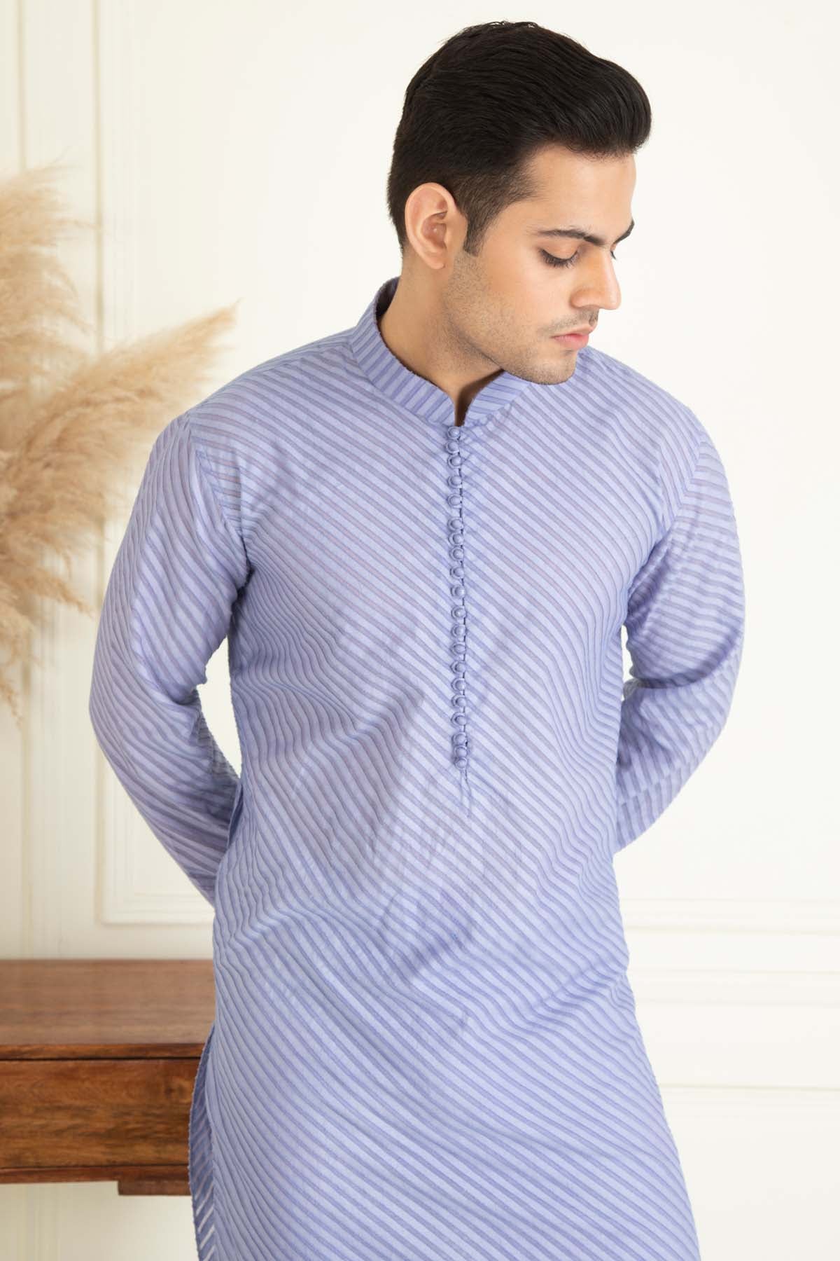 Lavender Jacquard Kurta Set